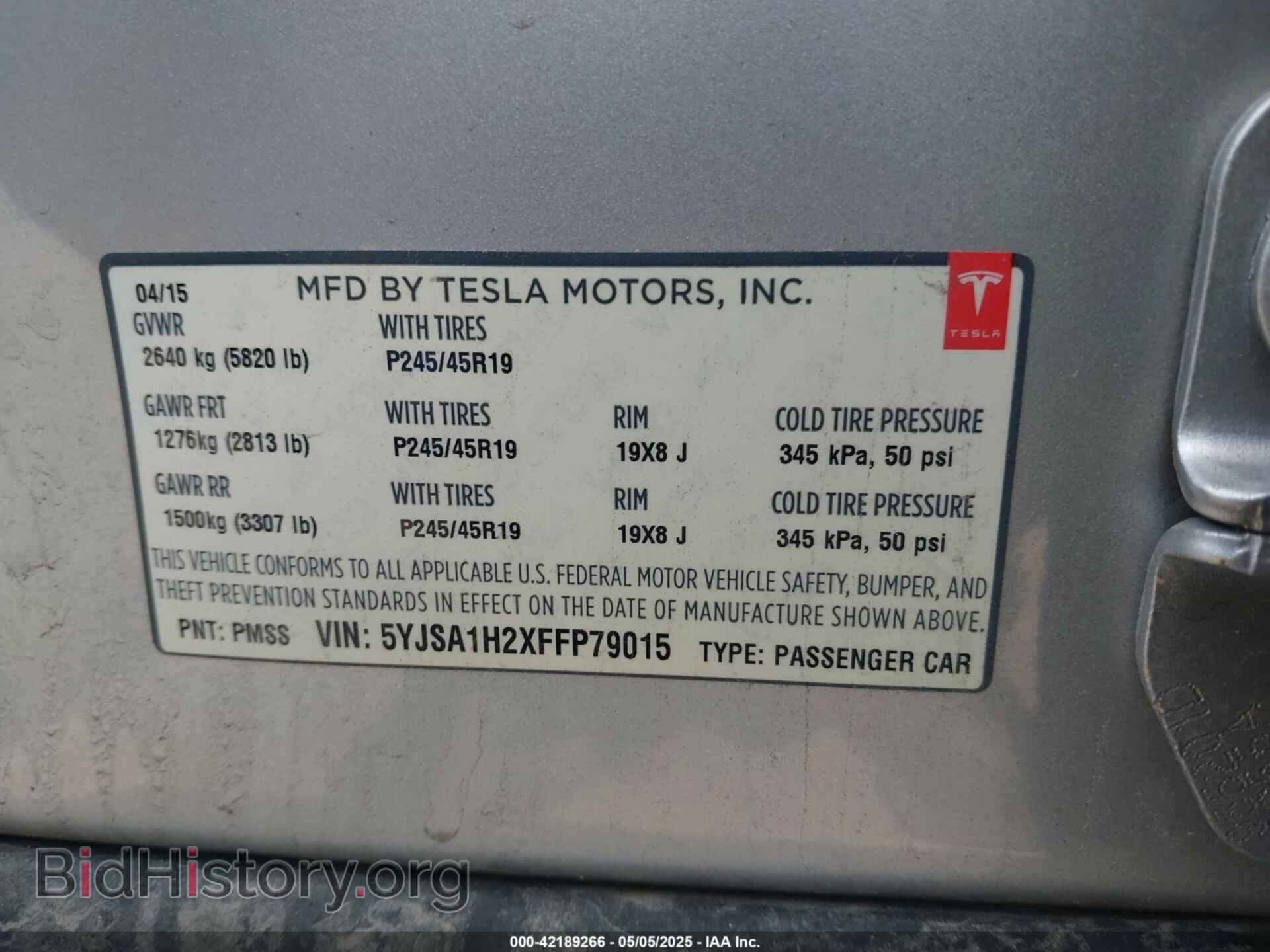 2015 TESLA MODEL S - VIN: 5YJSA1H2XFFP79015 - Photo 9