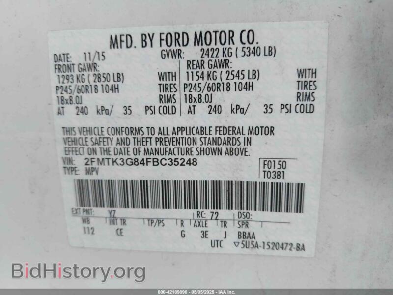2015 Ford EDGE (VIN 2FMTK3G84FBC35248) — photo 9 of 20