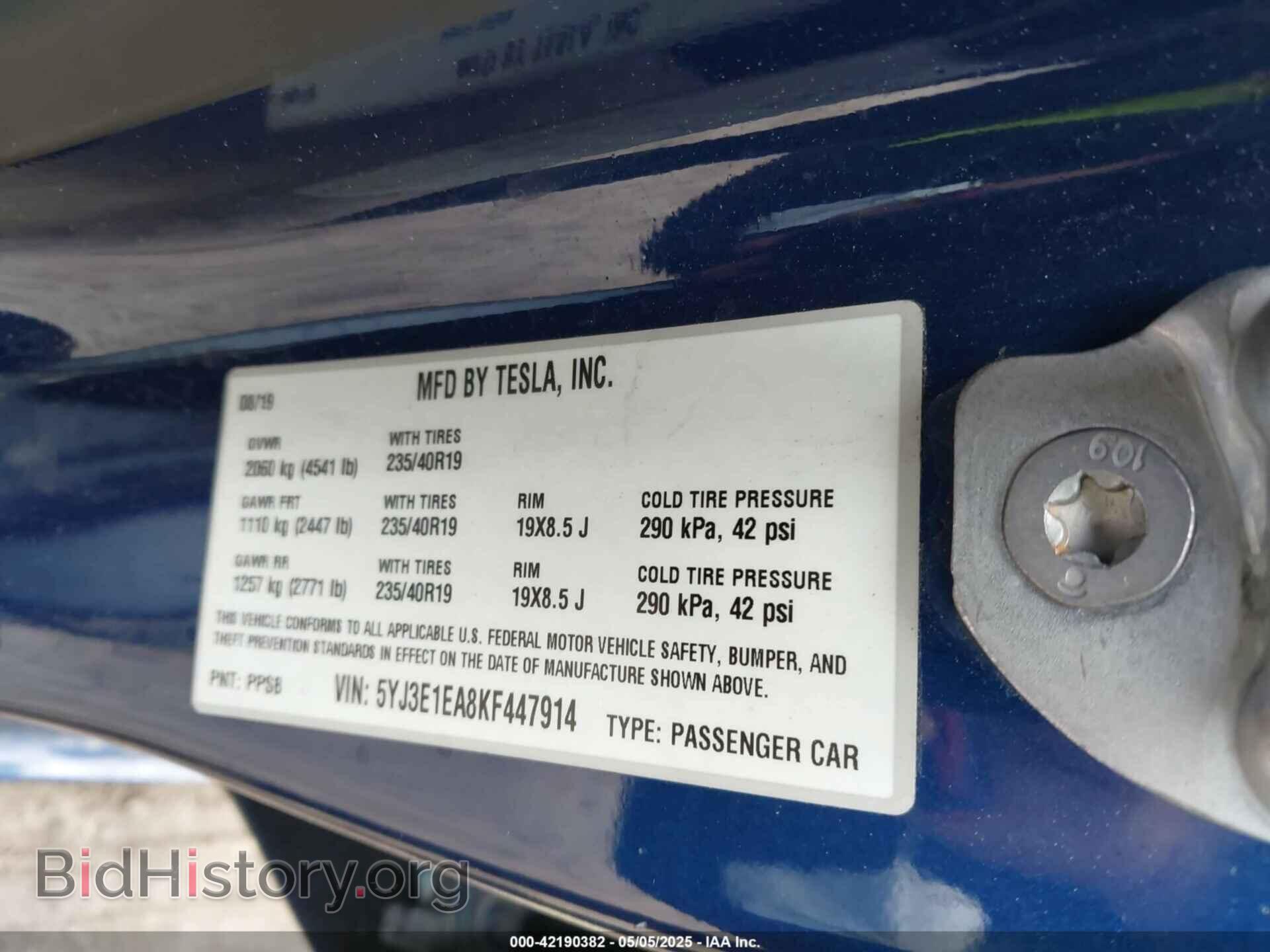 2019 TESLA MODEL 3 - VIN: 5YJ3E1EA8KF447914 - Photo 9