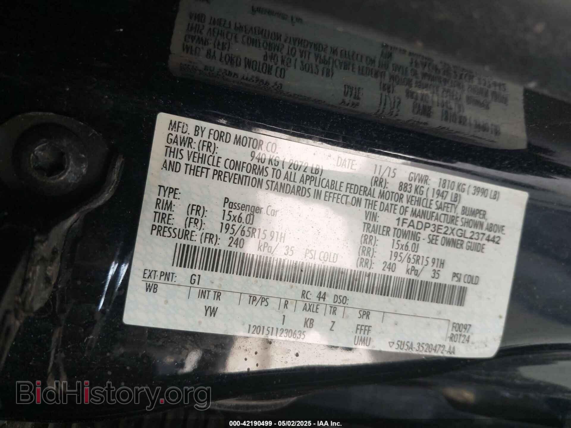 2016 FORD FOCUS - VIN: 1FADP3E2XGL237442 - Фото 9