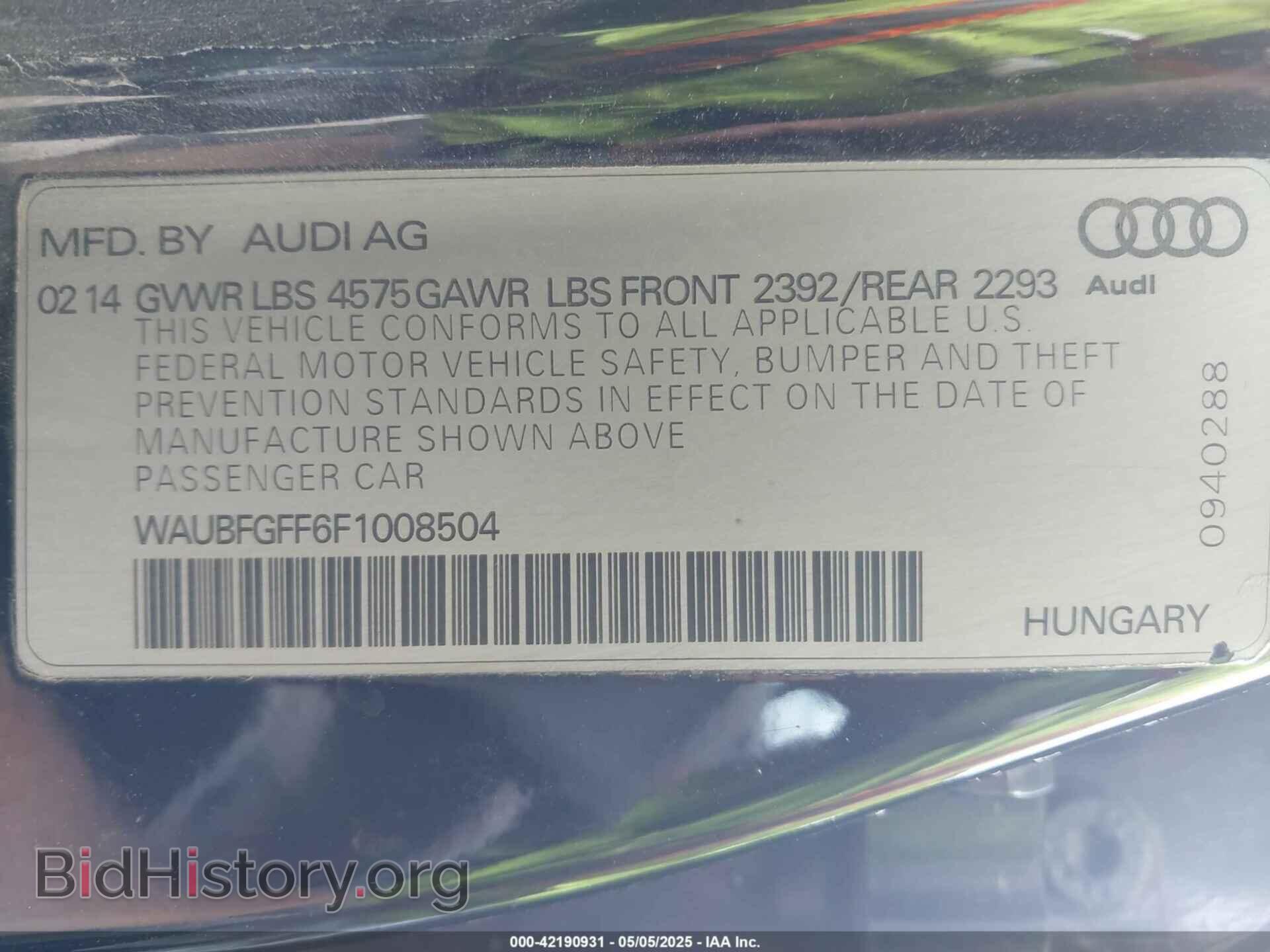 2015 AUDI A3 - VIN: WAUBFGFF6F1008504 - Фото 9
