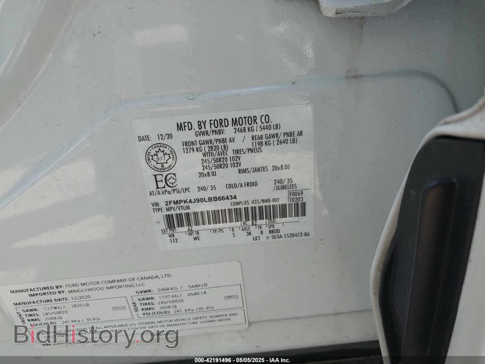 2020 FORD EDGE - VIN: 2FMPK4J90LBB66434 - Фото 9