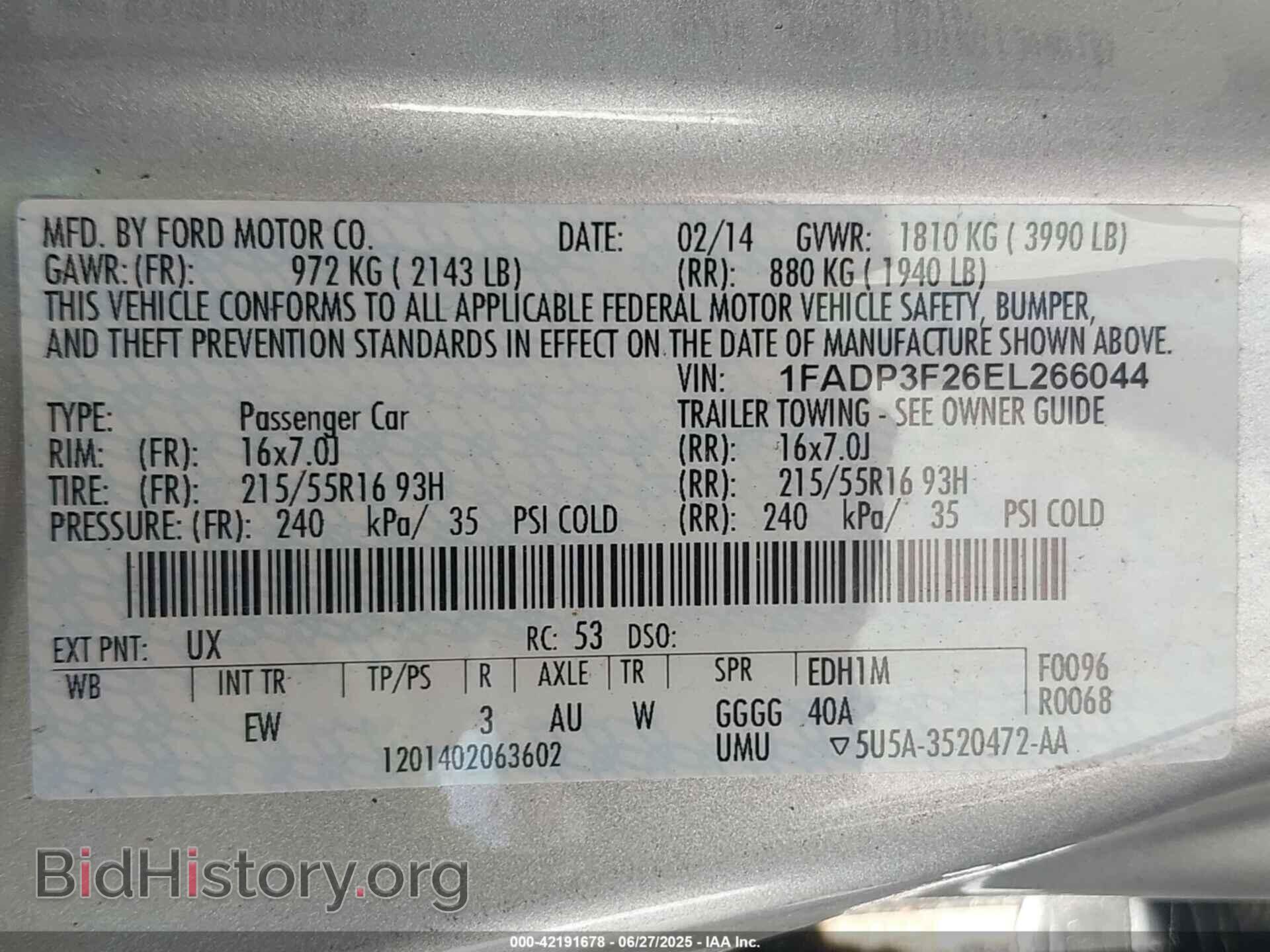 2014 FORD FOCUS - VIN: 1FADP3F26EL266044 - Фото 9