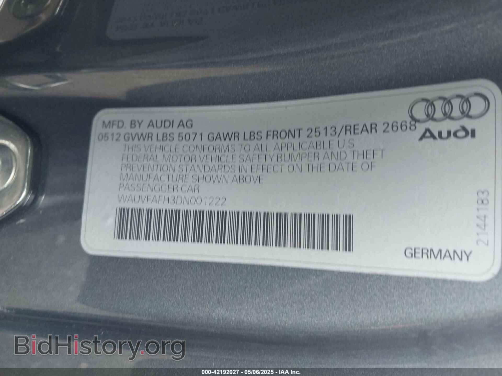 2013 AUDI A5 - VIN: WAUVFAFH3DN001222 - Фото 9