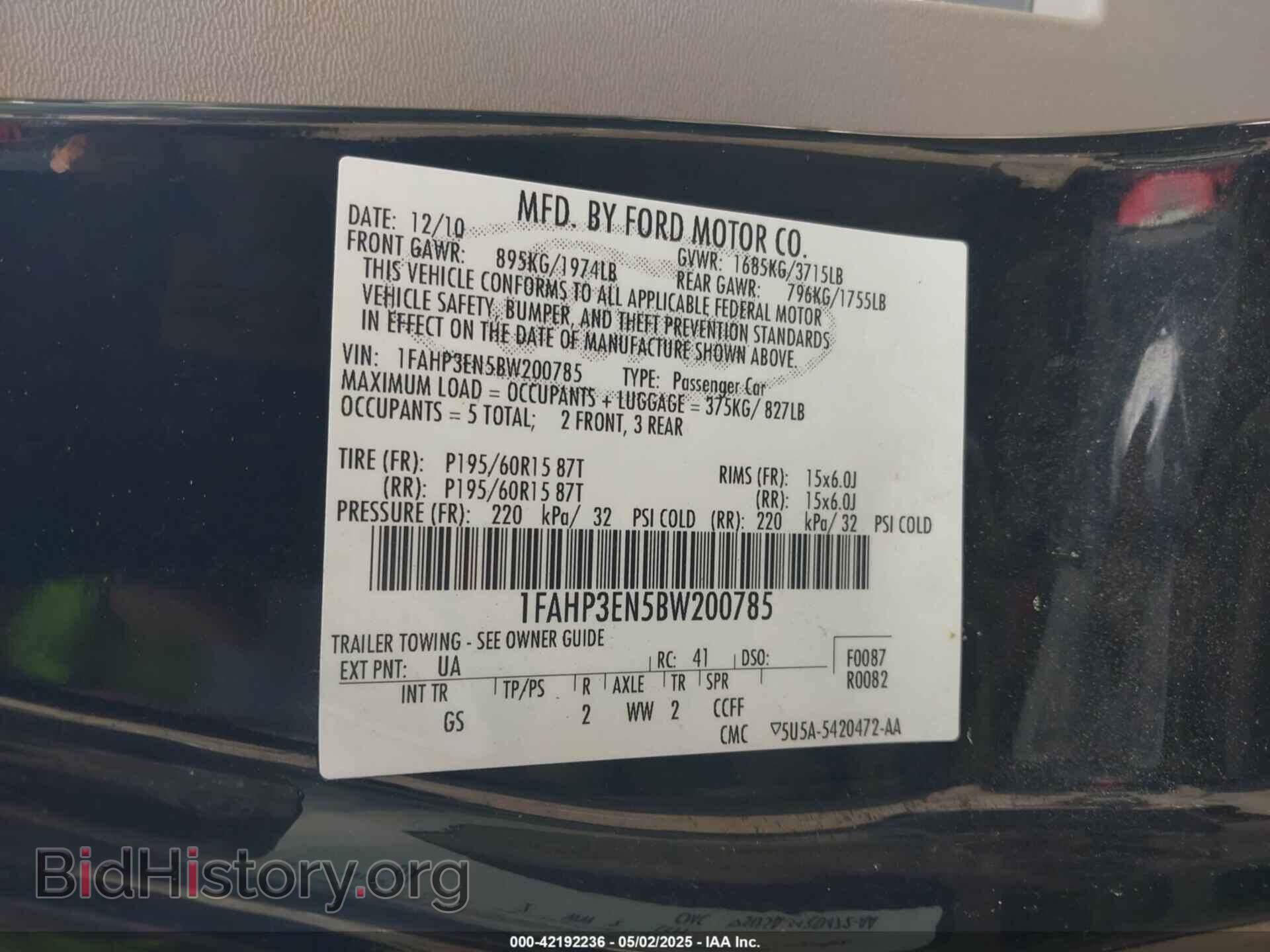 2011 FORD FOCUS - VIN: 1FAHP3EN5BW200785 - Фото 9