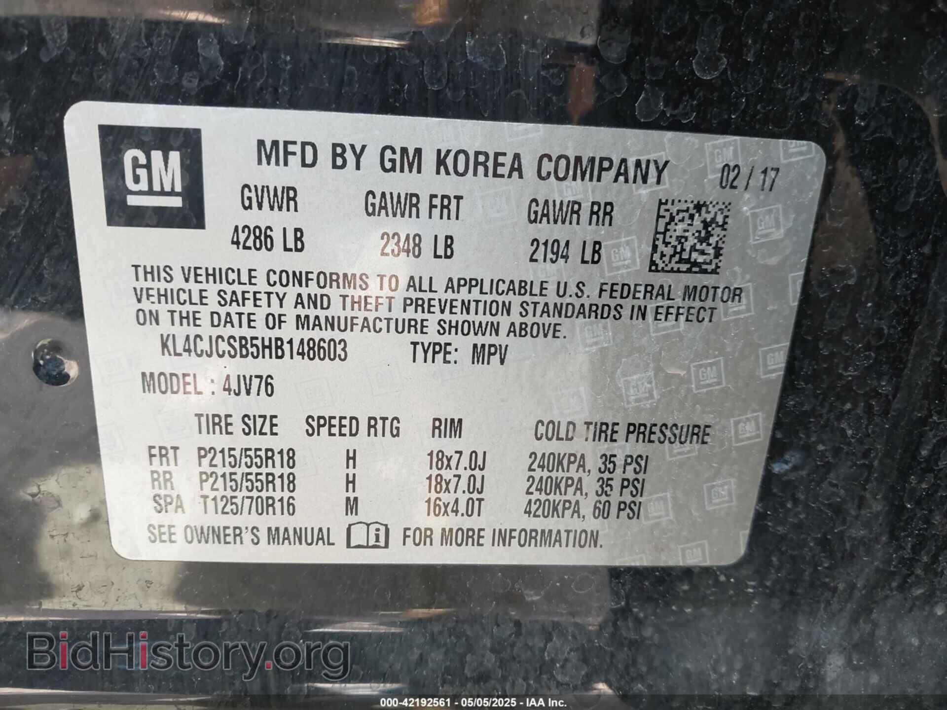 2017 BUICK ENCORE - VIN: KL4CJCSB5HB148603 - Photo 9