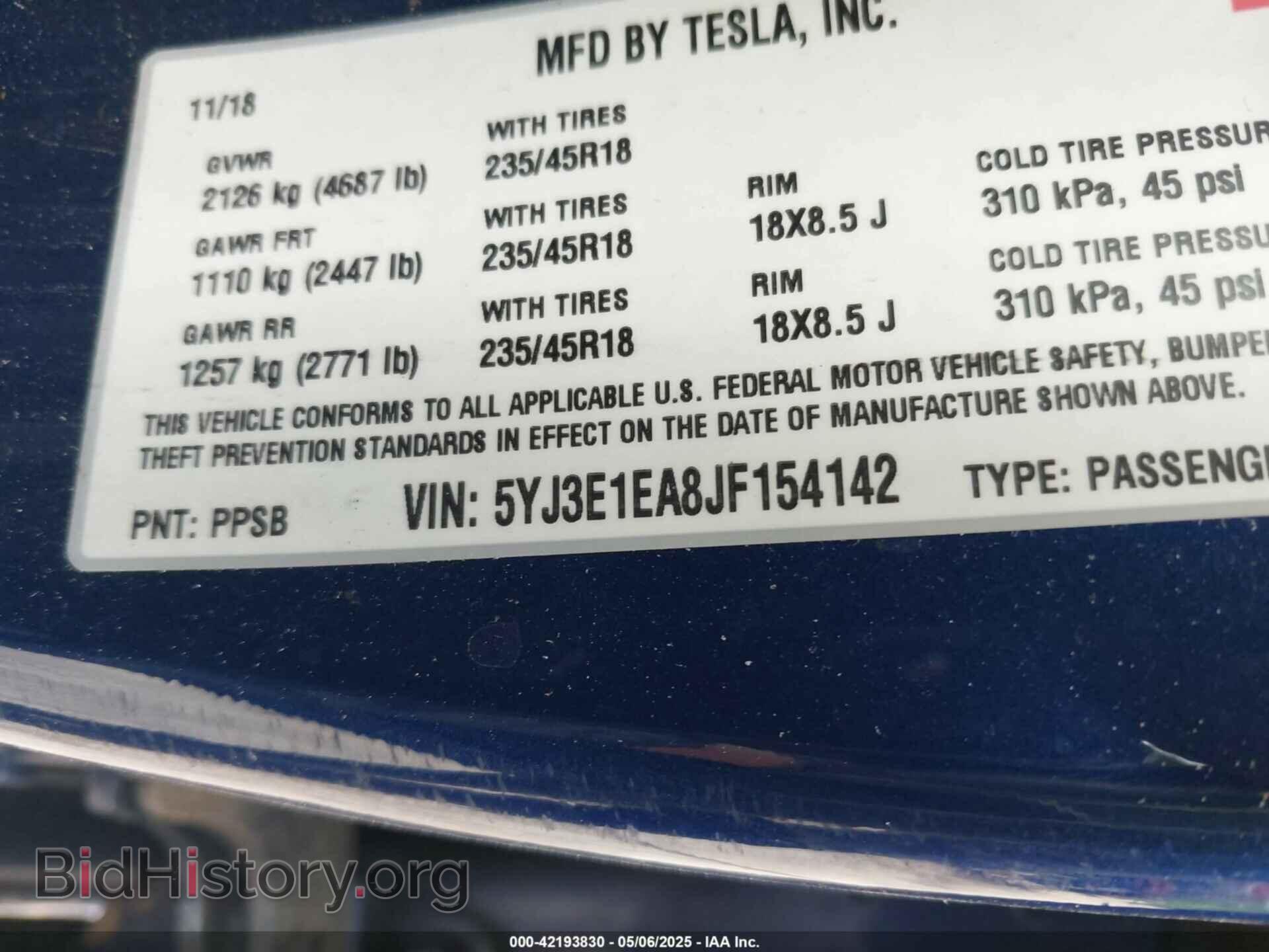 2018 TESLA MODEL 3 - VIN: 5YJ3E1EA8JF154142 - Фото 9