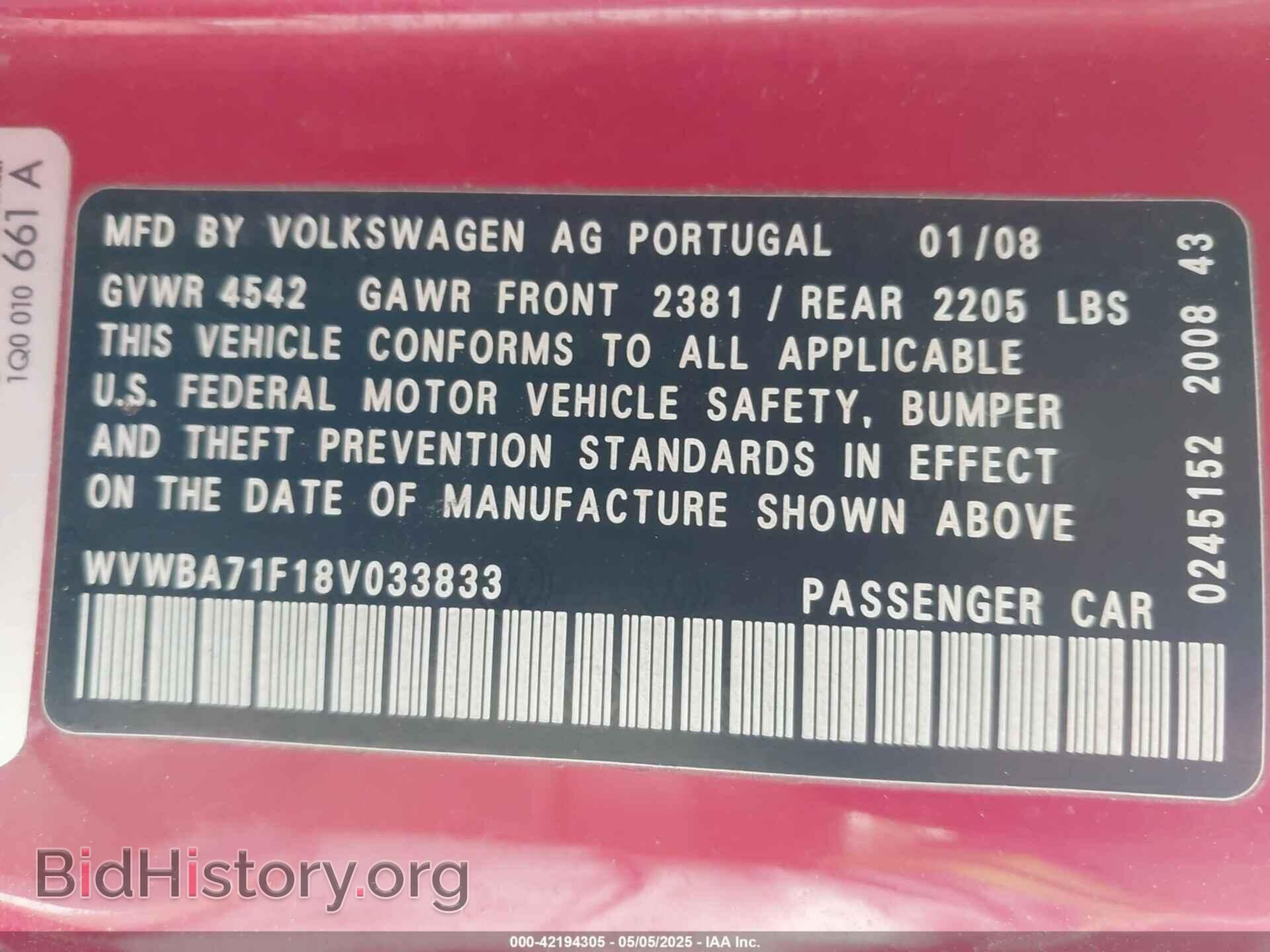 2008 VOLKSWAGEN EOS - VIN: WVWBA71F18V033833 - Фото 9