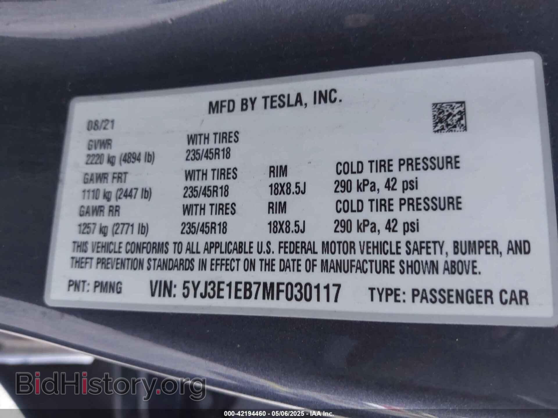 2021 TESLA MODEL 3 - VIN: 5YJ3E1EB7MF030117 - Photo 9