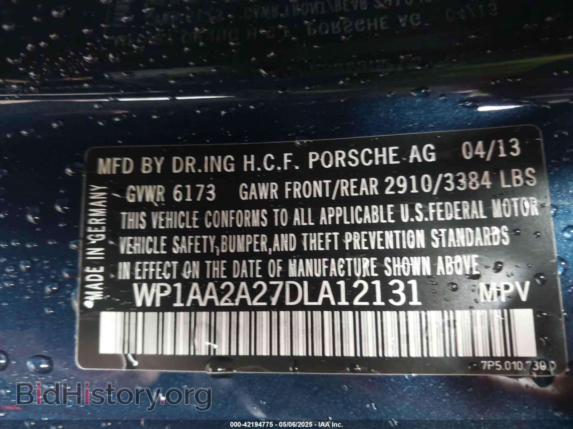 2013 PORSCHE CAYENNE - VIN: WP1AA2A27DLA12131 - Фото 9