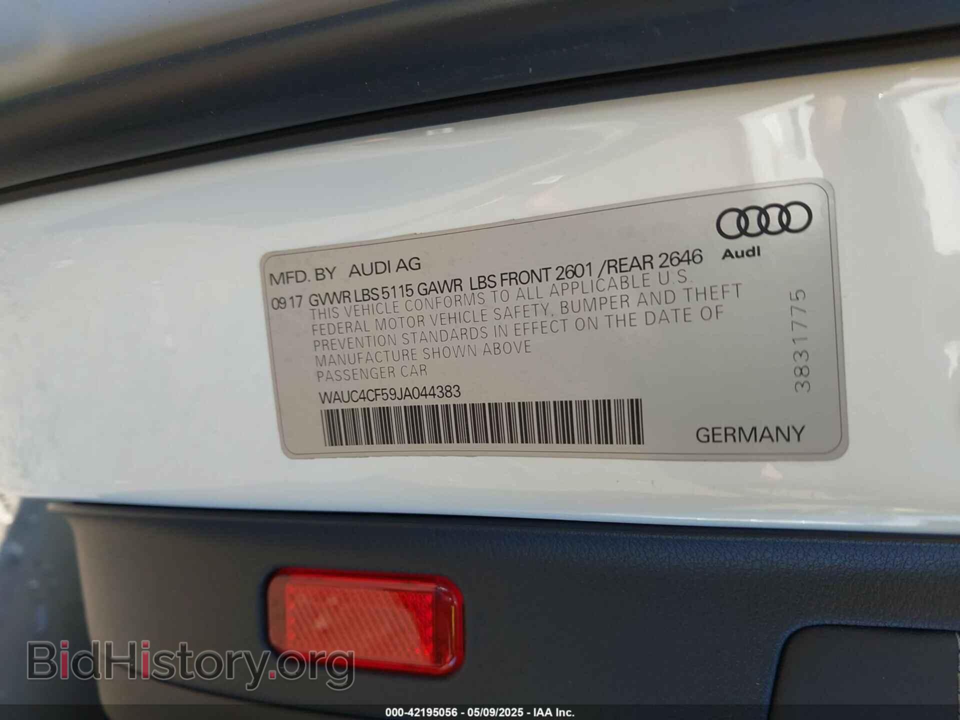 2018 AUDI S5 - VIN: WAUC4CF59JA044383 - Фото 9