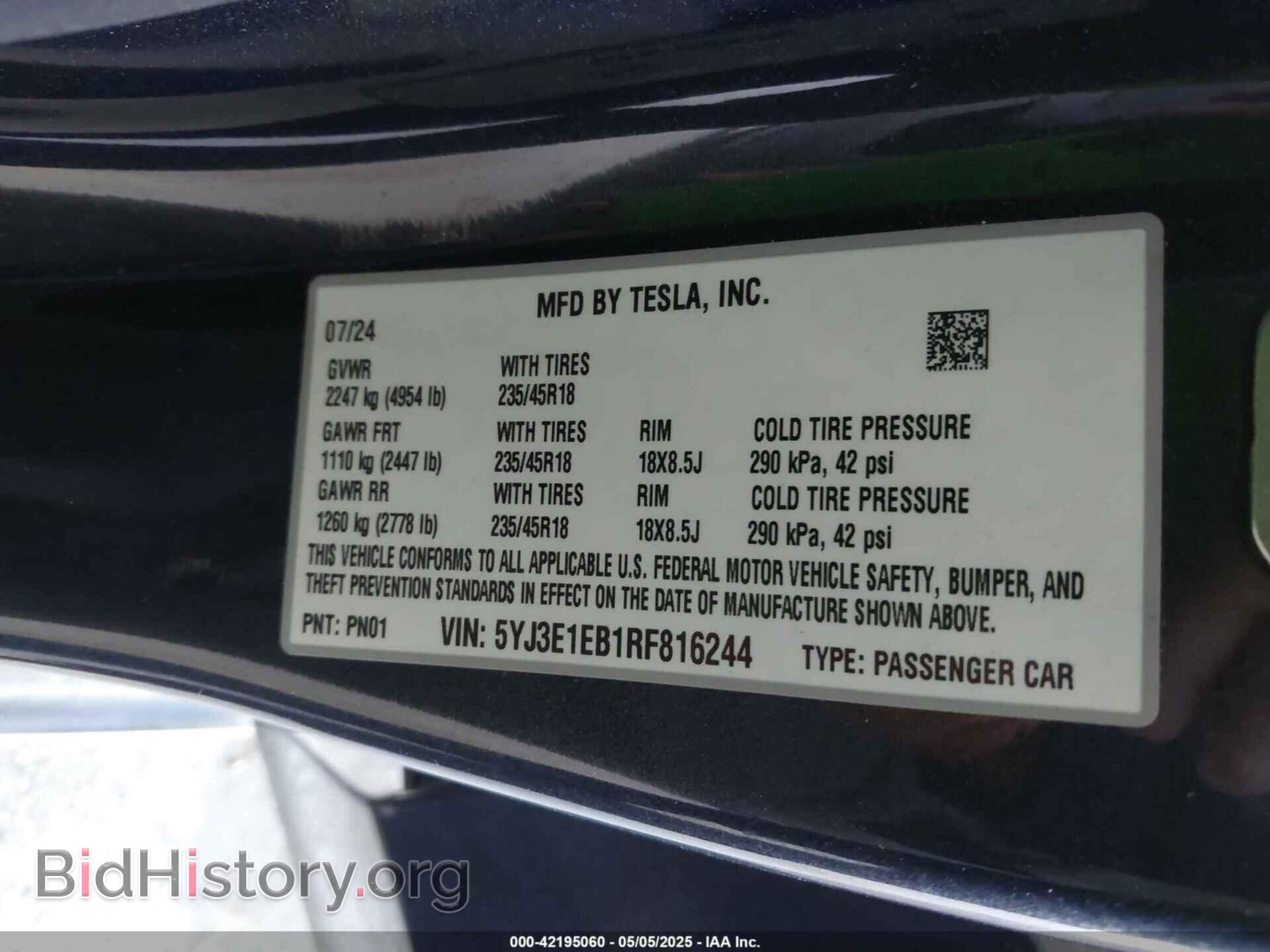 2024 TESLA MODEL 3 - VIN: 5YJ3E1EB1RF816244 - Фото 9