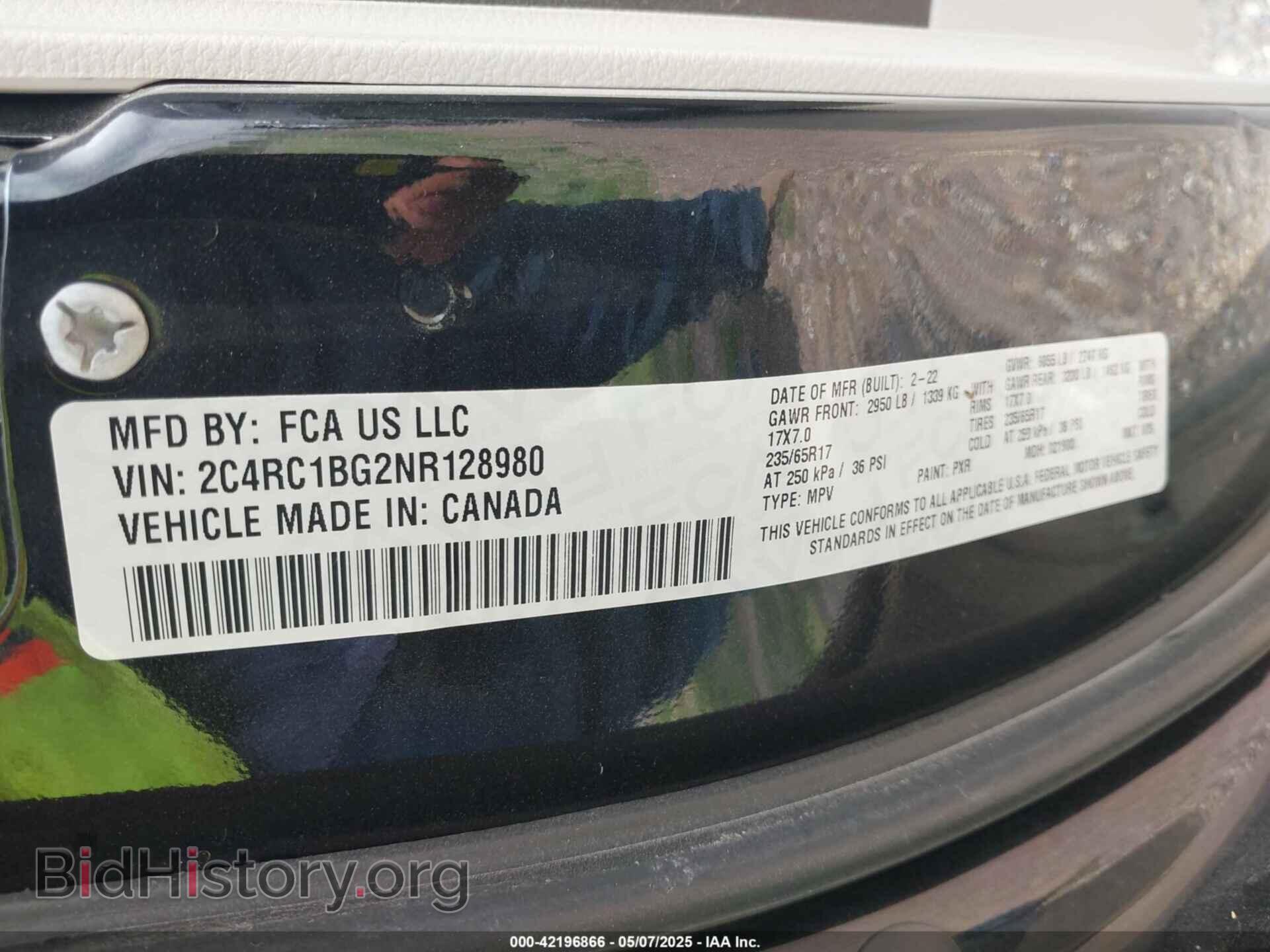 2022 CHRYSLER PACIFICA - VIN: 2C4RC1BG2NR128980 - Фото 9