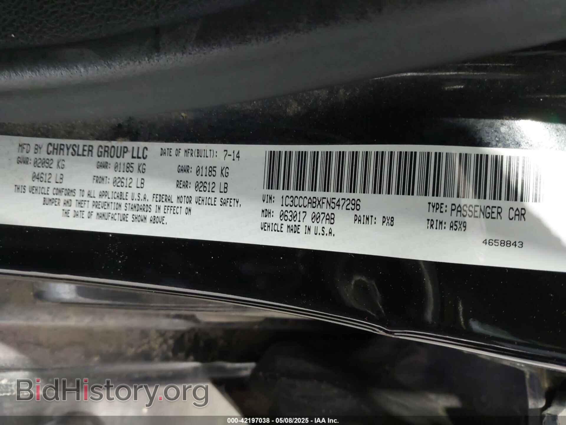 2015 CHRYSLER 200 - VIN: 1C3CCCABXFN547296 - Фото 9