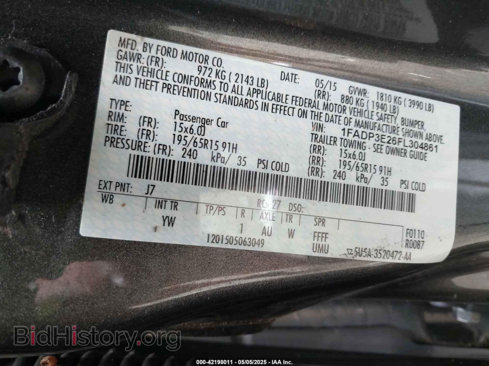 2015 FORD FOCUS - VIN: 1FADP3E26FL304861 - Фото 9