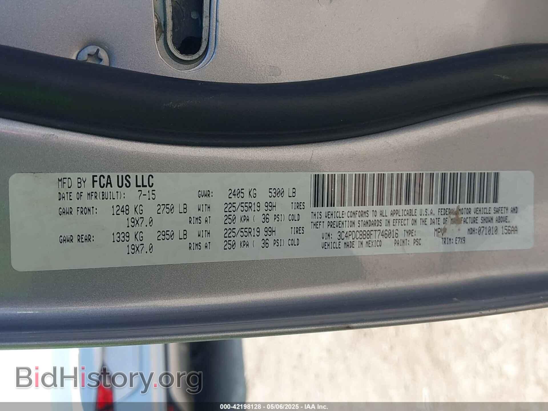 2015 DODGE JOURNEY - VIN: 3C4PDCBB8FT746016 - Фото 9