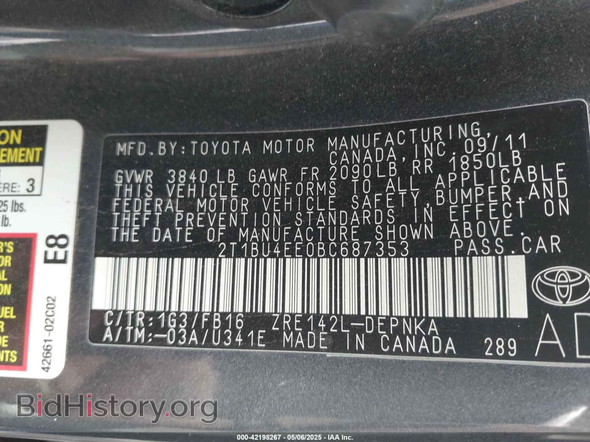 2011 TOYOTA COROLLA - VIN: 2T1BU4EE0BC687353 - Фото 9
