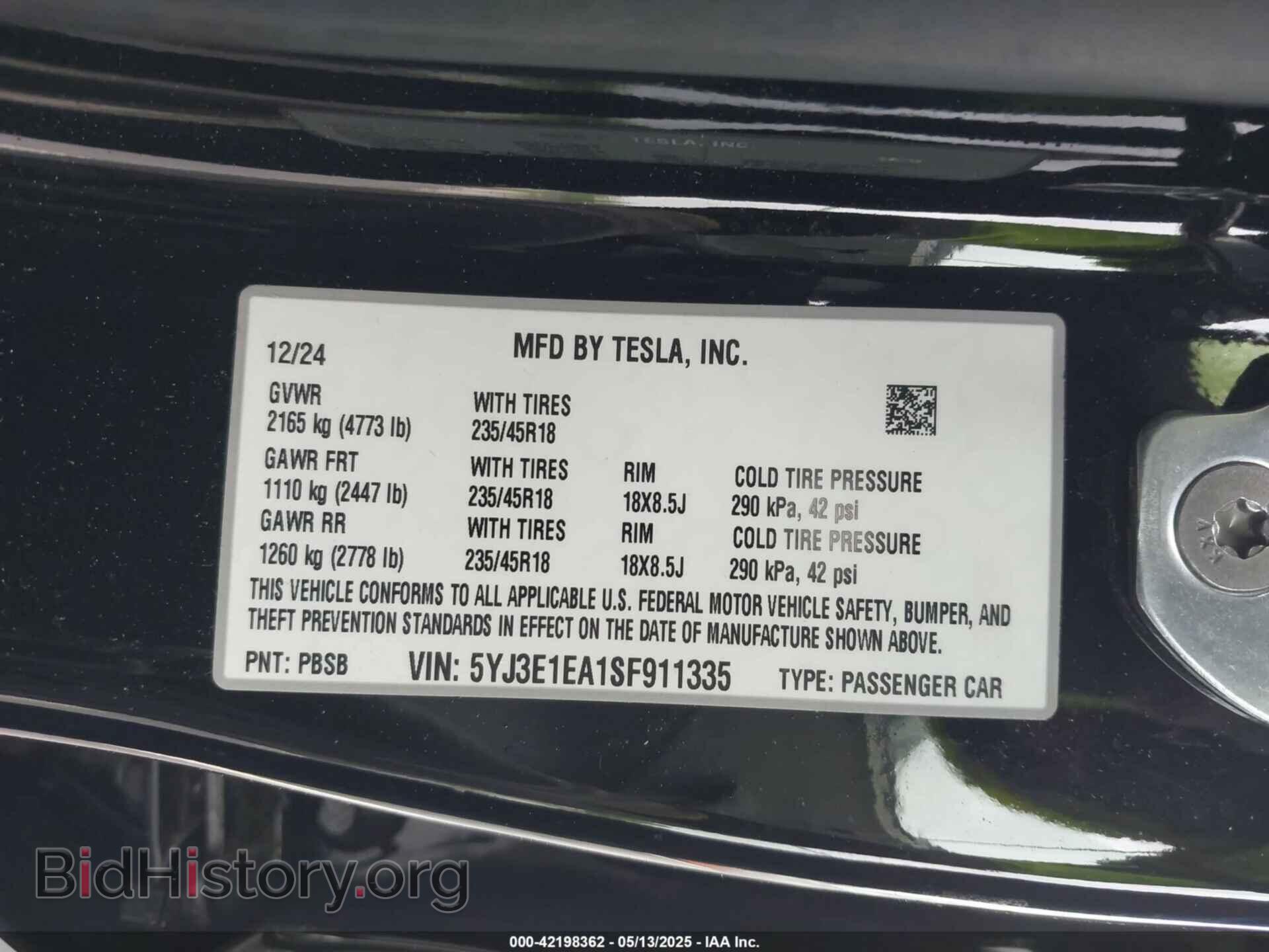 2025 TESLA MODEL 3 - VIN: 5YJ3E1EA1SF911335 - Фото 9