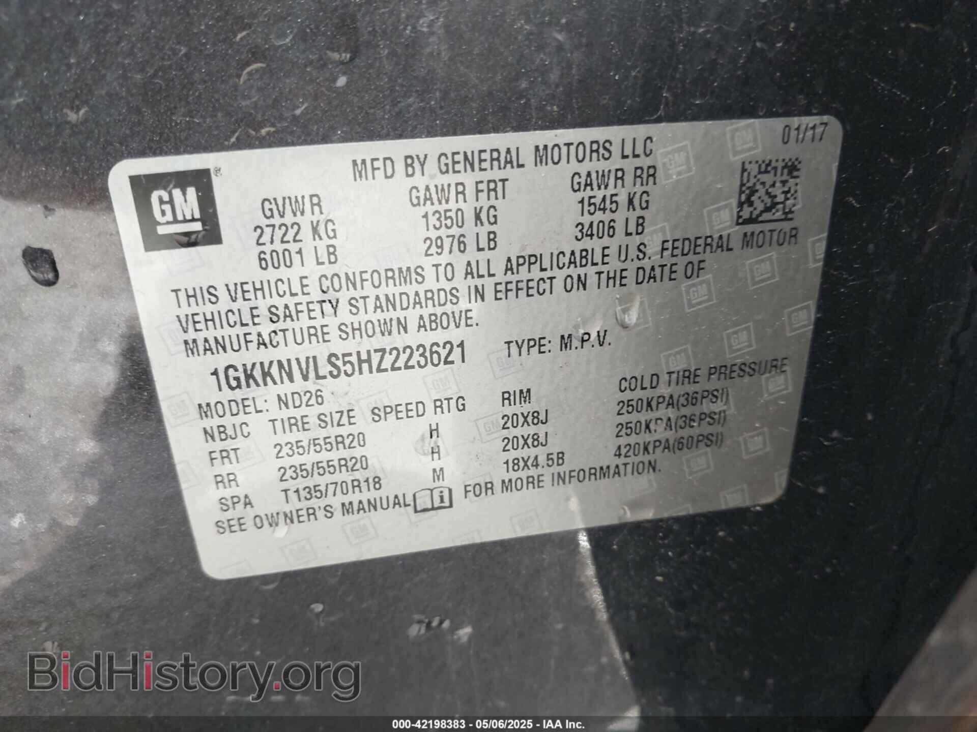 2017 GMC ACADIA - VIN: 1GKKNVLS5HZ223621 - Фото 9