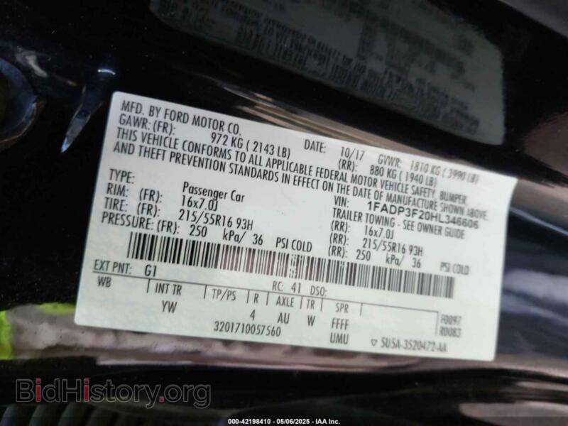 2017 Ford FOCUS (VIN 1FADP3F20HL346606) — photo 9 of 11