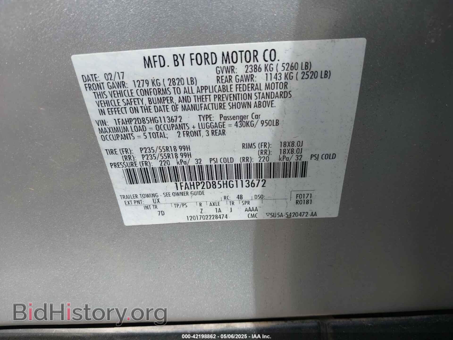 2017 FORD TAURUS - VIN: 1FAHP2D85HG113672 - Photo 9