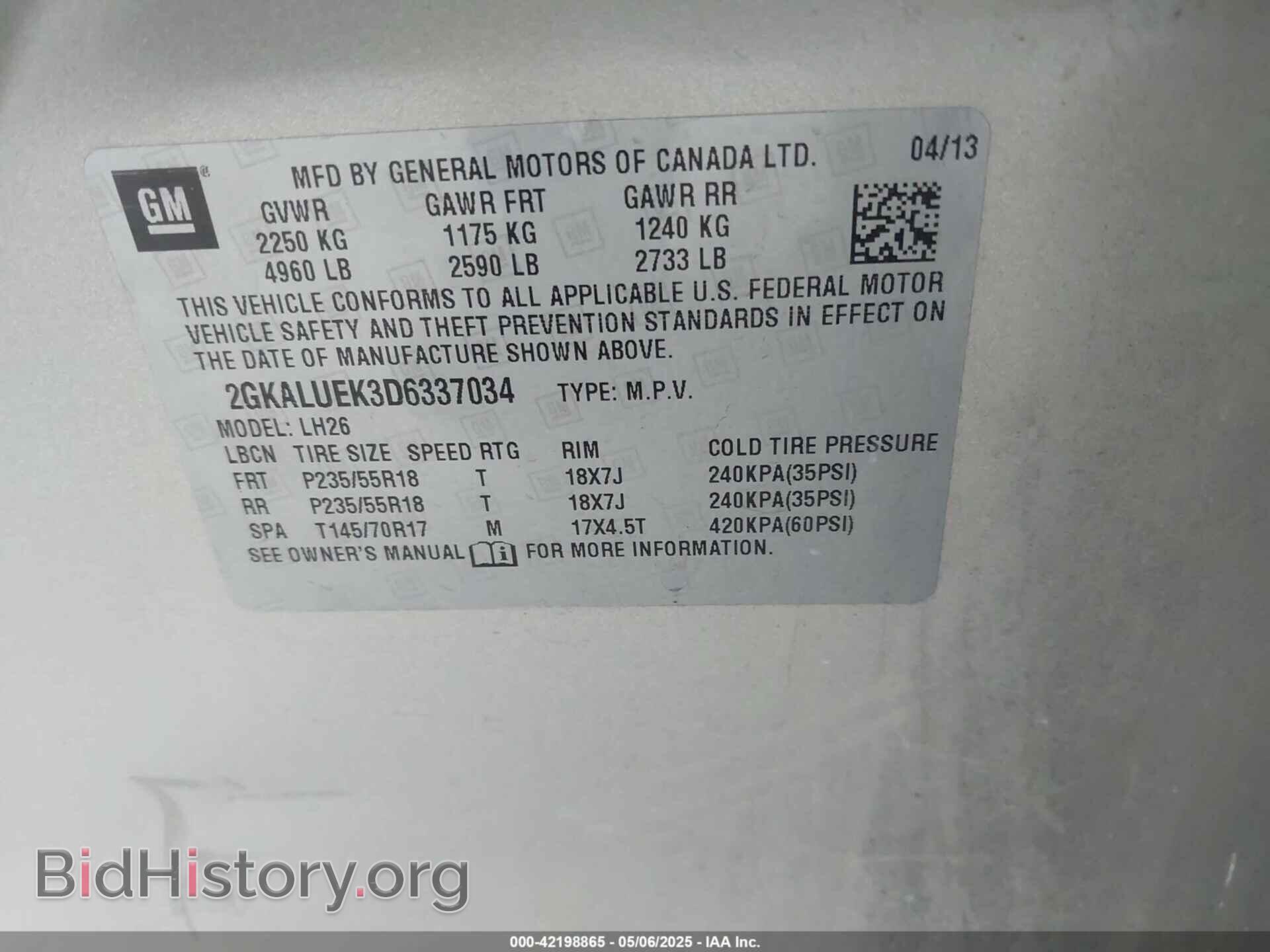 2013 GMC TERRAIN - VIN: 2GKALUEK3D6337034 - Фото 9
