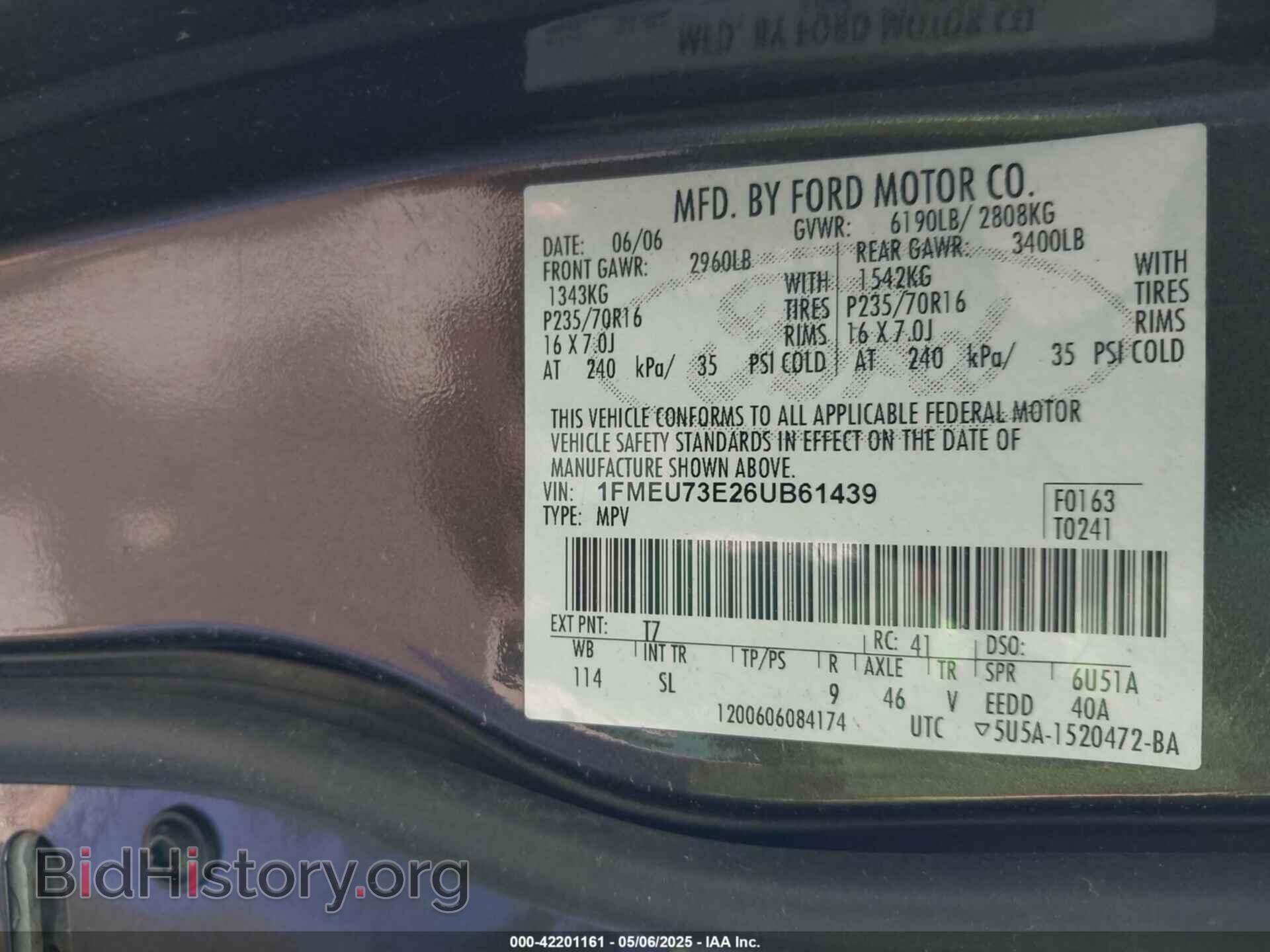 2006 FORD EXPLORER - VIN: 1FMEU73E26UB61439 - Фото 9