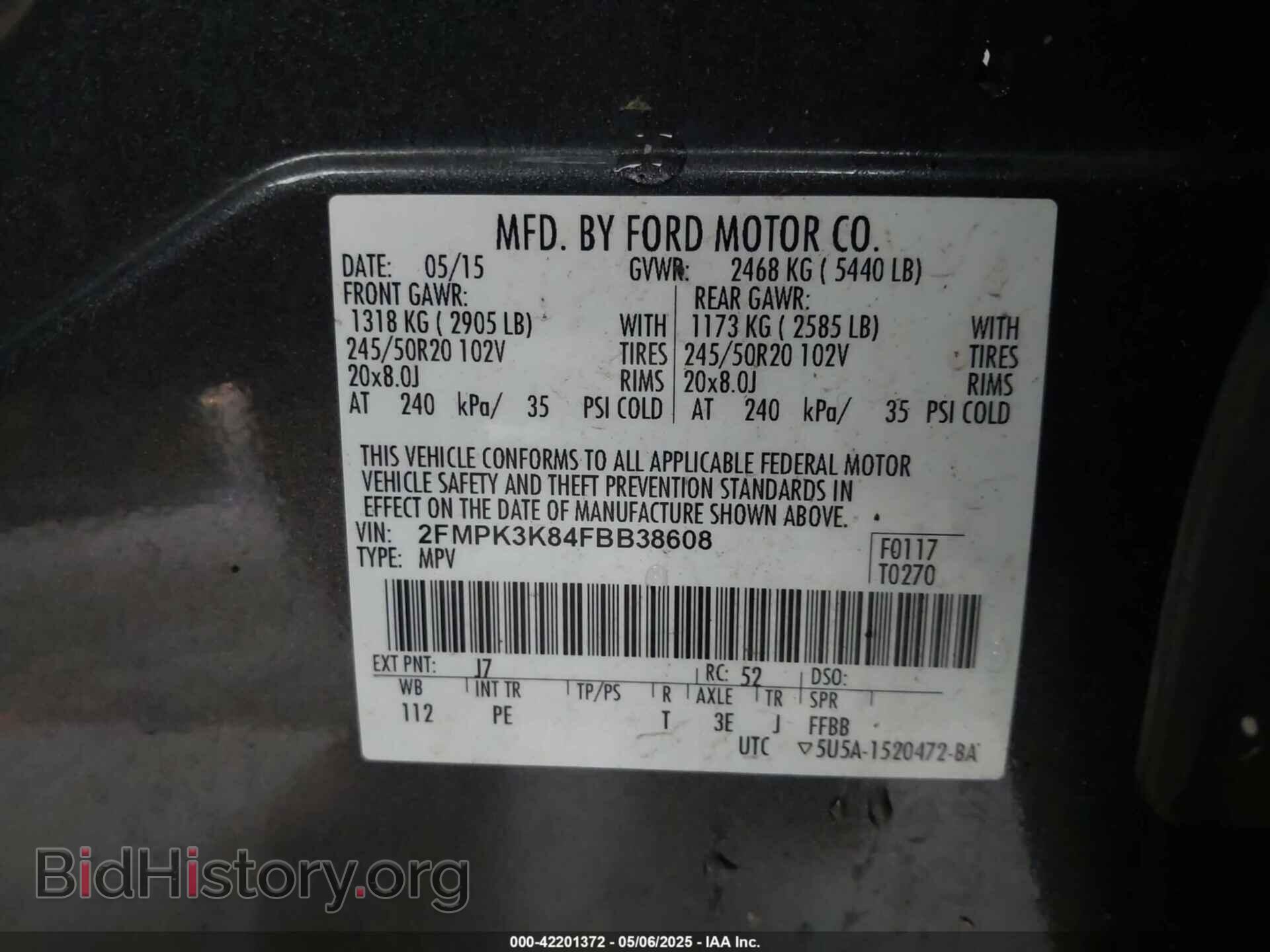 2015 FORD EDGE - VIN: 2FMPK3K84FBB38608 - Photo 9