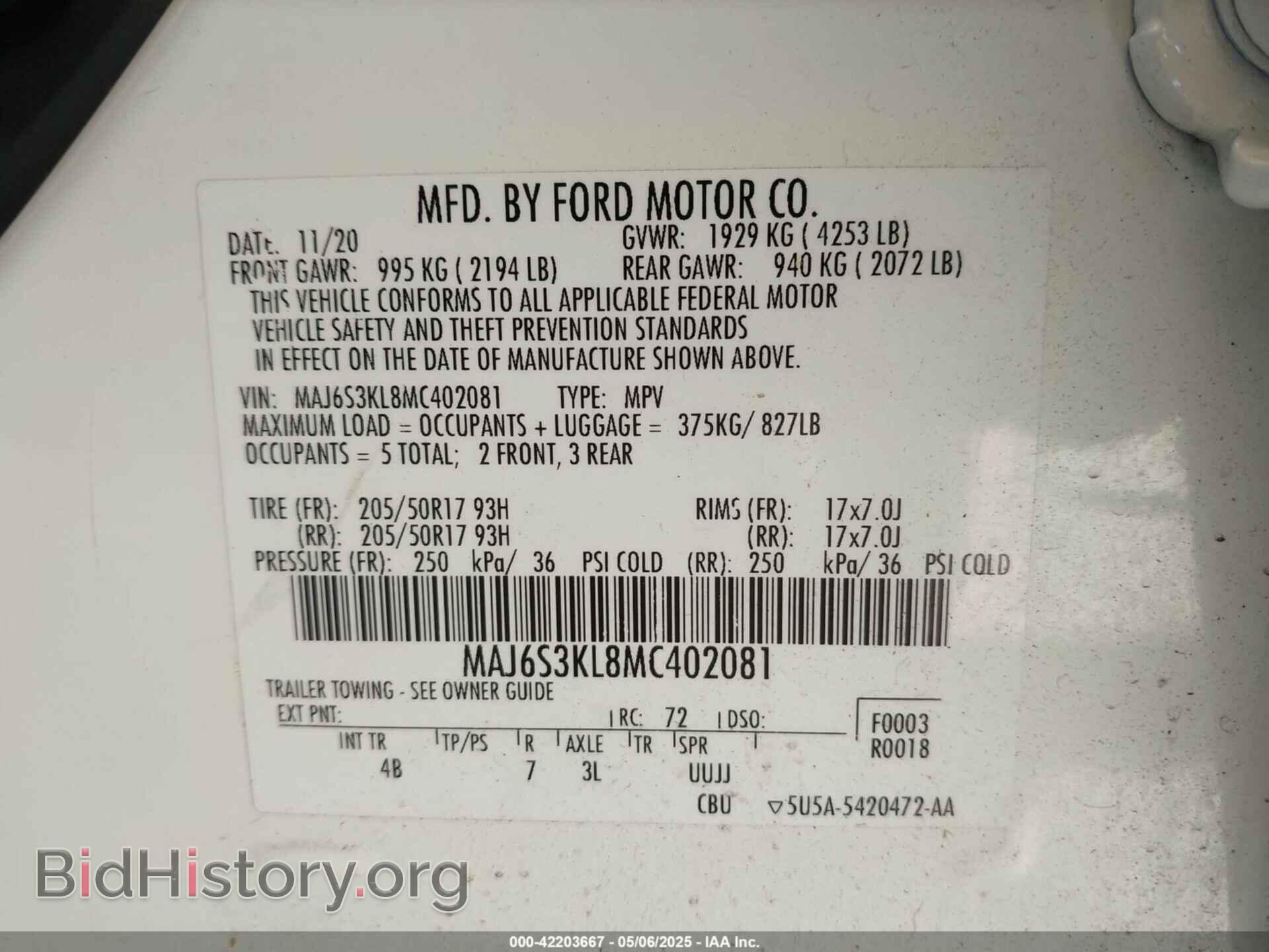 2021 FORD ECOSPORT - VIN: MAJ6S3KL8MC402081 - Photo 9