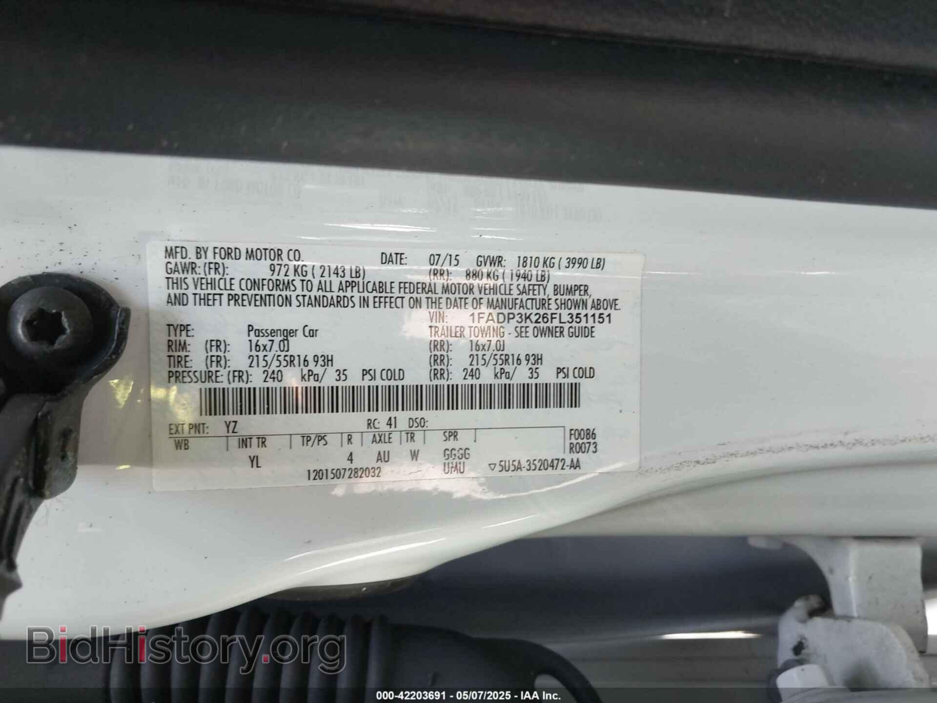 2015 FORD FOCUS - VIN: 1FADP3K26FL351151 - Фото 9
