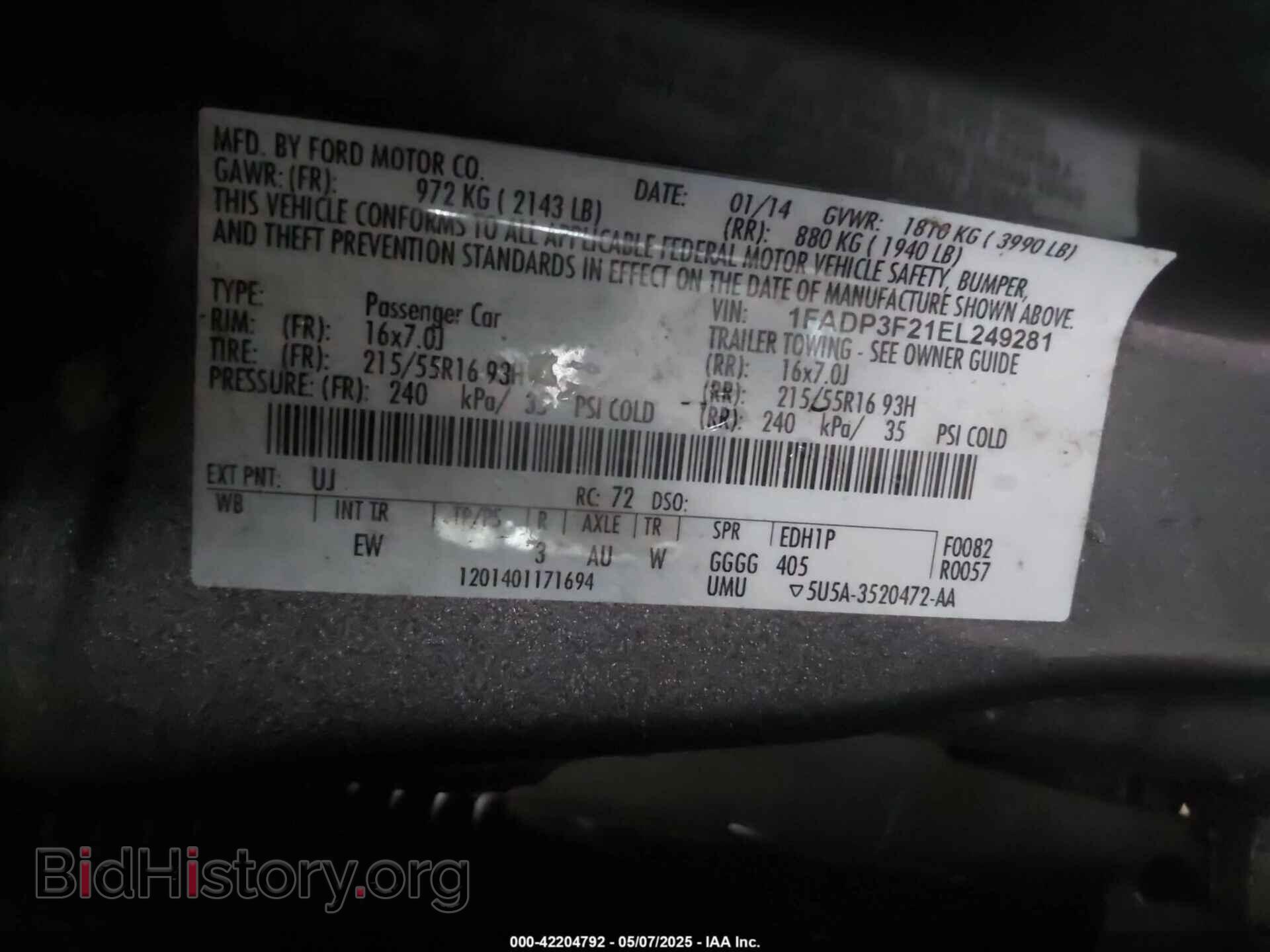 2014 FORD FOCUS - VIN: 1FADP3F21EL249281 - Photo 9
