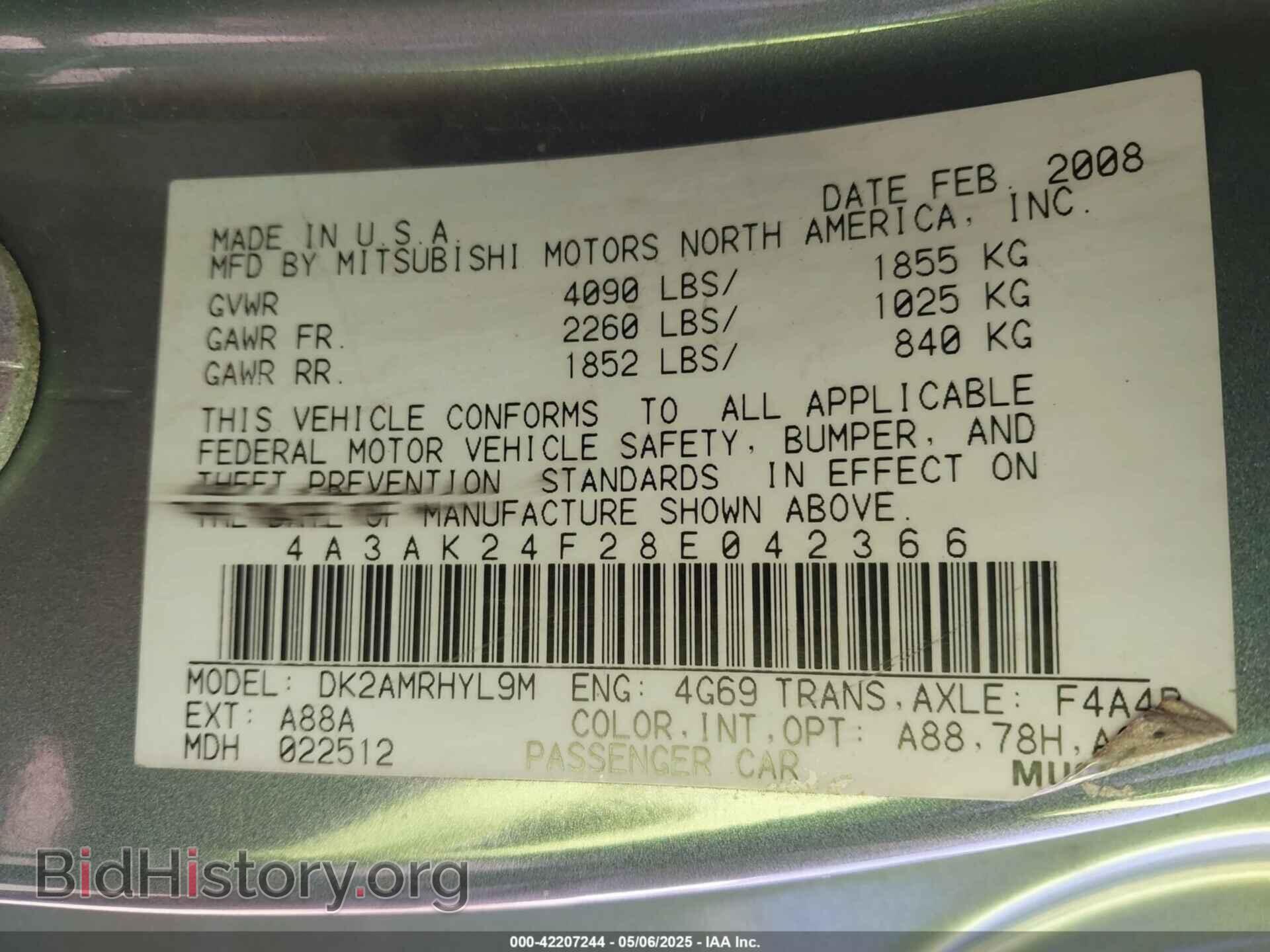 2008 MITSUBISHI ECLIPSE - VIN: 4A3AK24F28E042366 - Photo 9