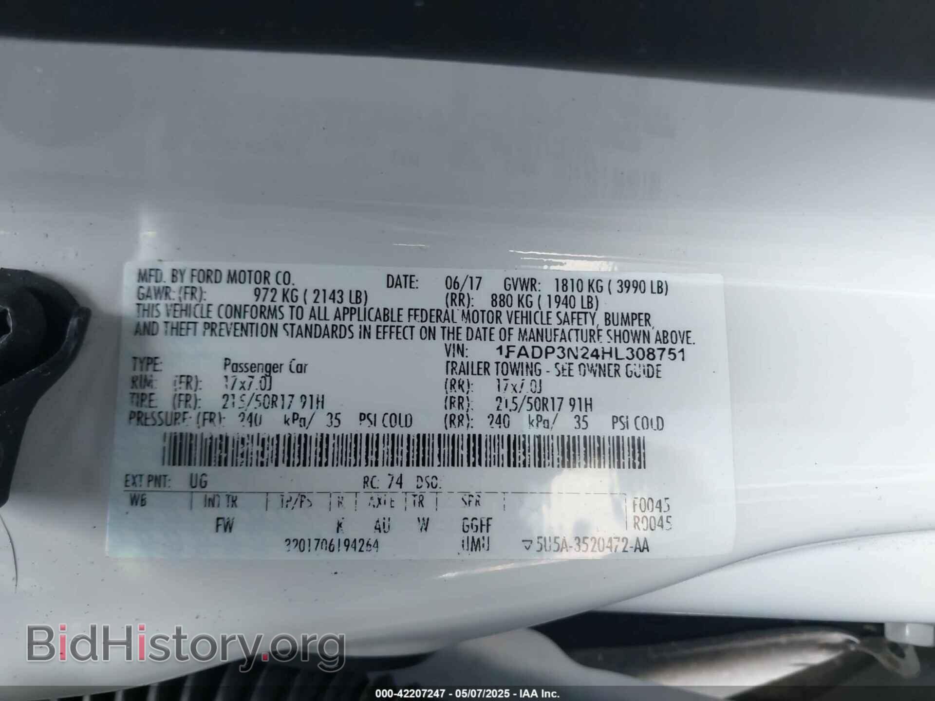 2017 FORD FOCUS - VIN: 1FADP3N24HL308751 - Фото 9