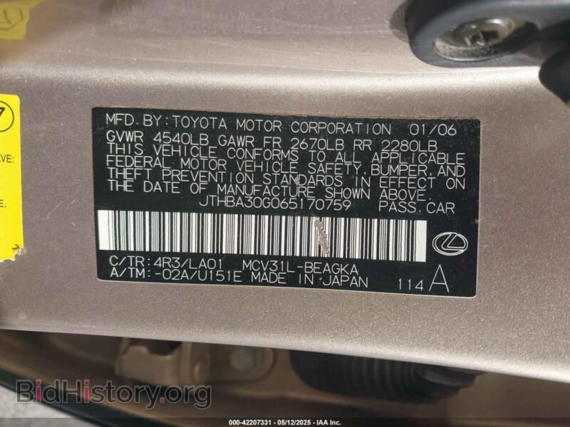 2006 Lexus ES 330 (VIN JTHBA30G065170759) — photo 9 of 11