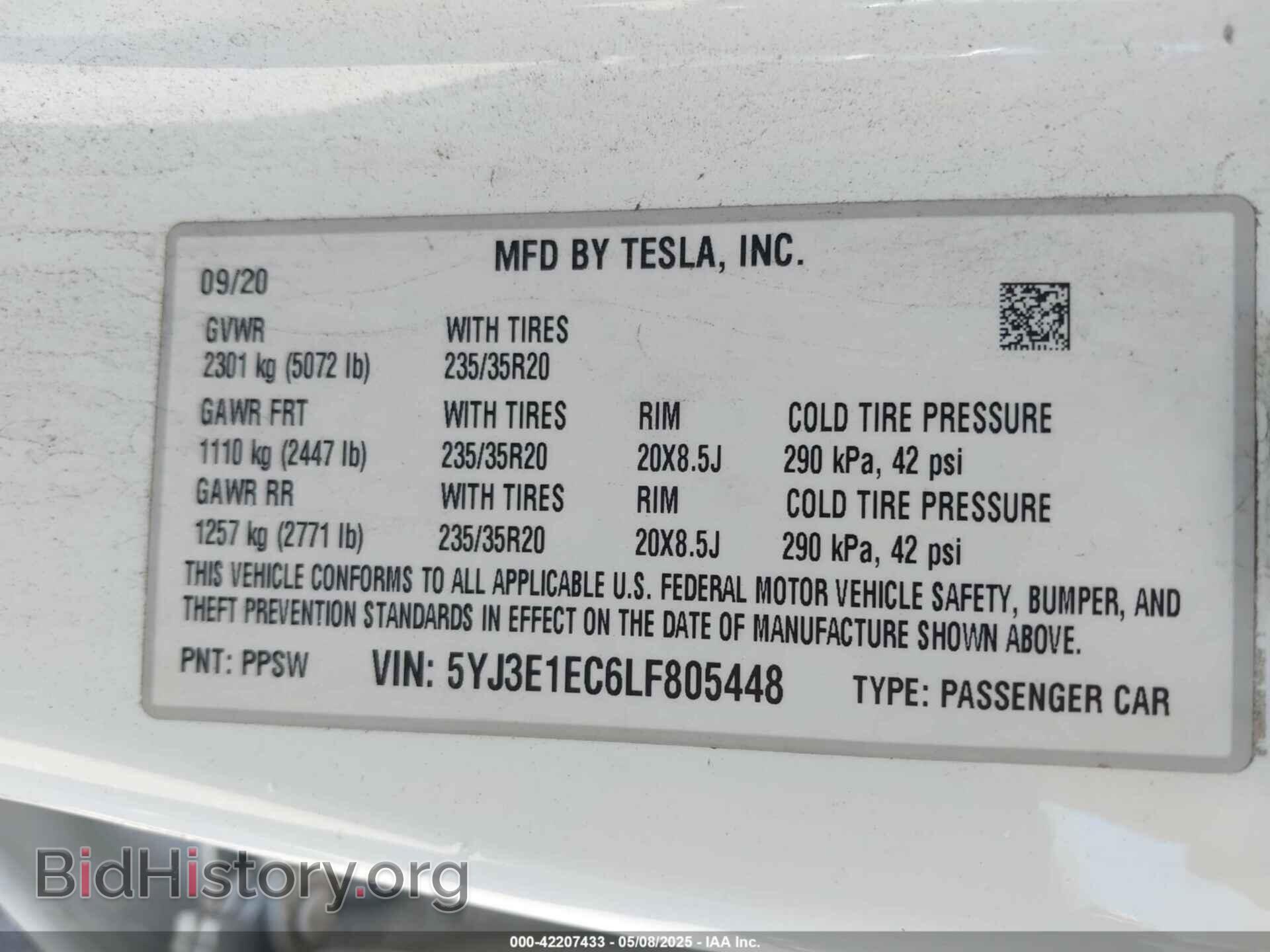2020 TESLA MODEL 3 - VIN: 5YJ3E1EC6LF805448 - Фото 9