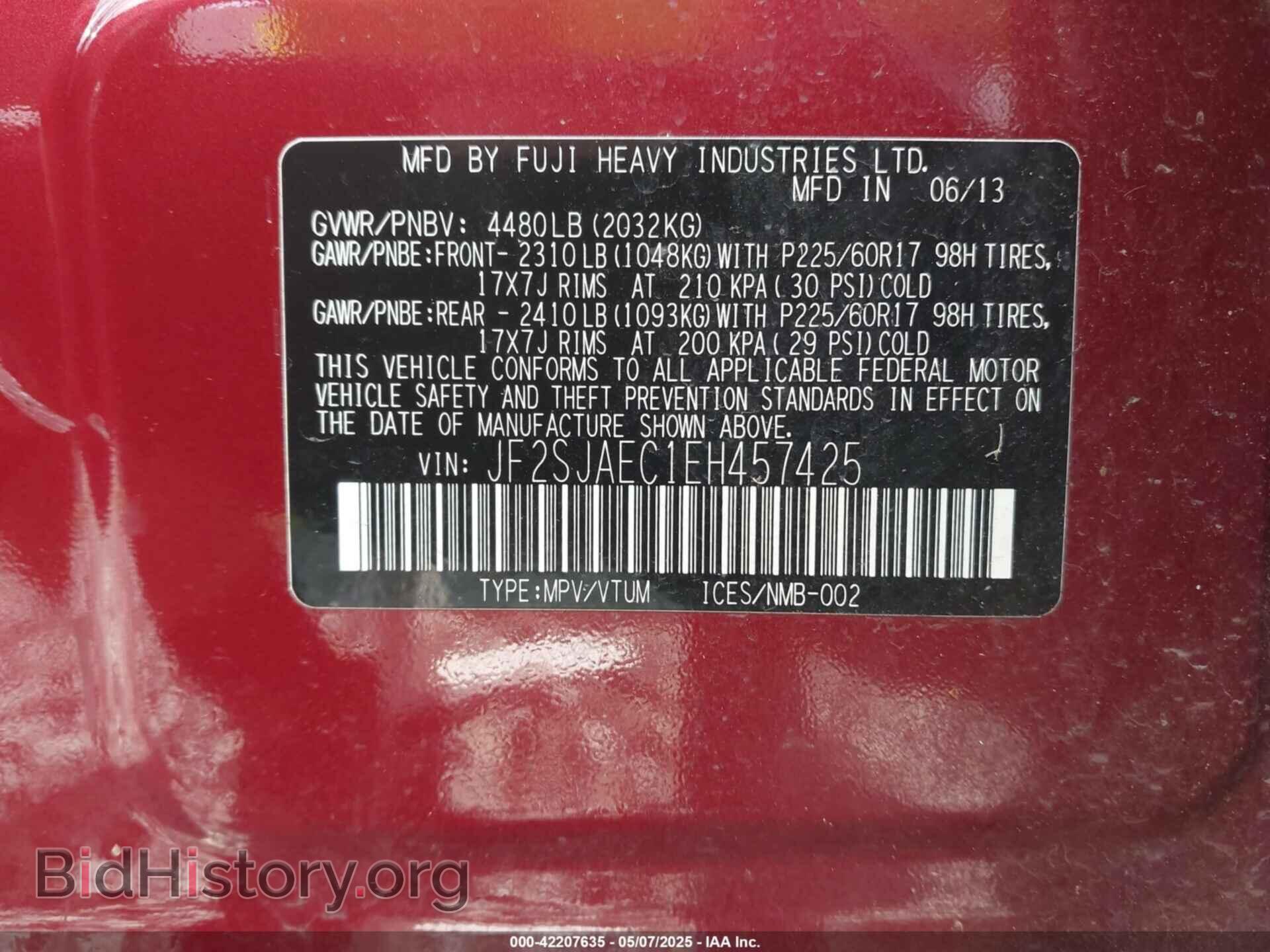 2014 SUBARU FORESTER - VIN: JF2SJAEC1EH457425 - Фото 9