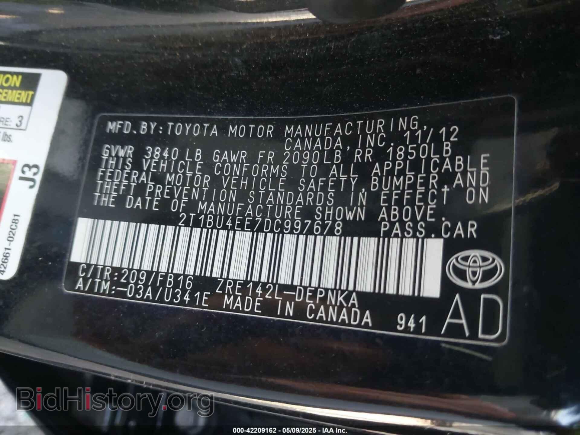 2013 TOYOTA COROLLA - VIN: 2T1BU4EE7DC997678 - Фото 9