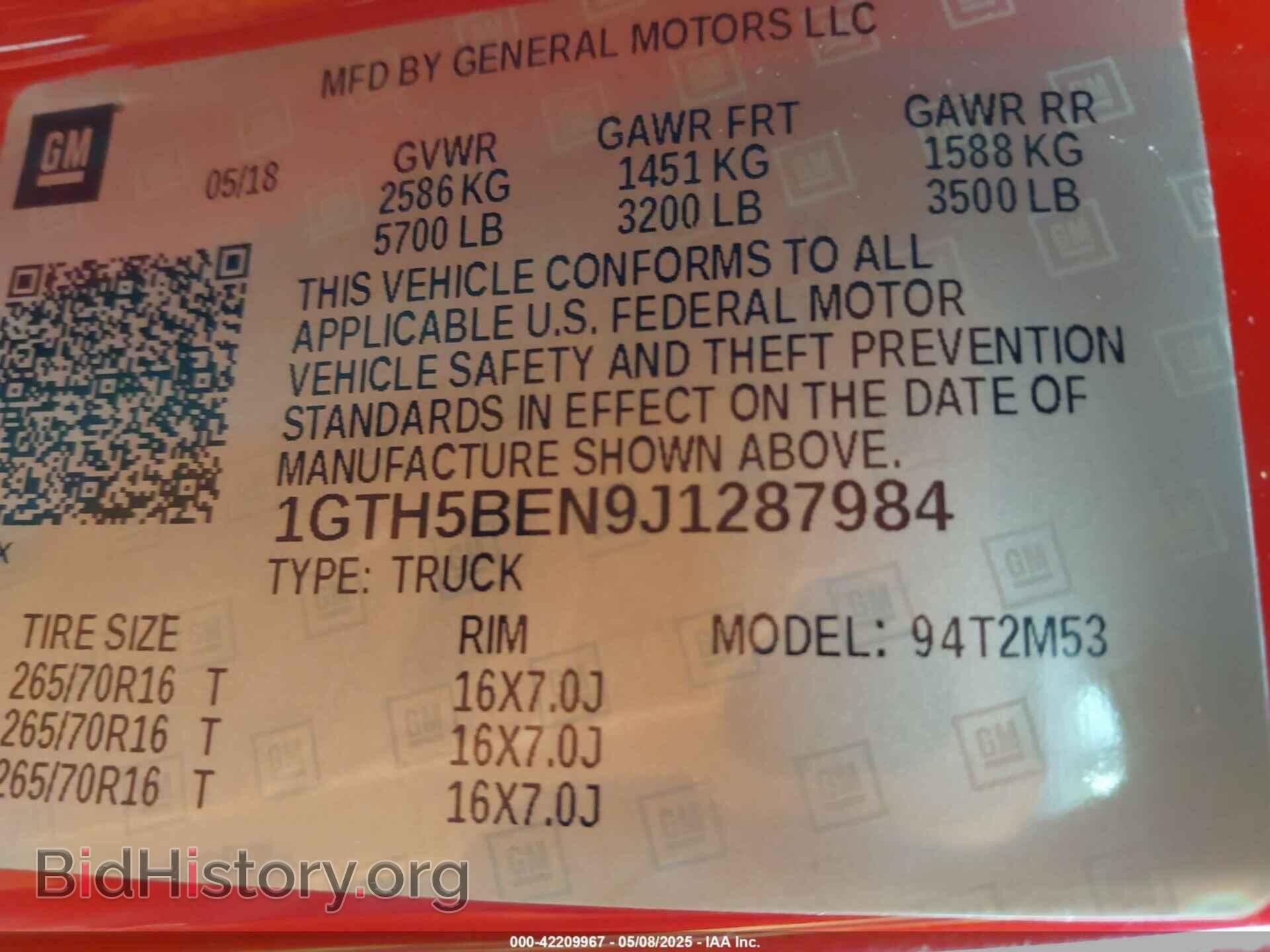 2018 GMC CANYON - VIN: 1GTH5BEN9J1287984 - Фото 9