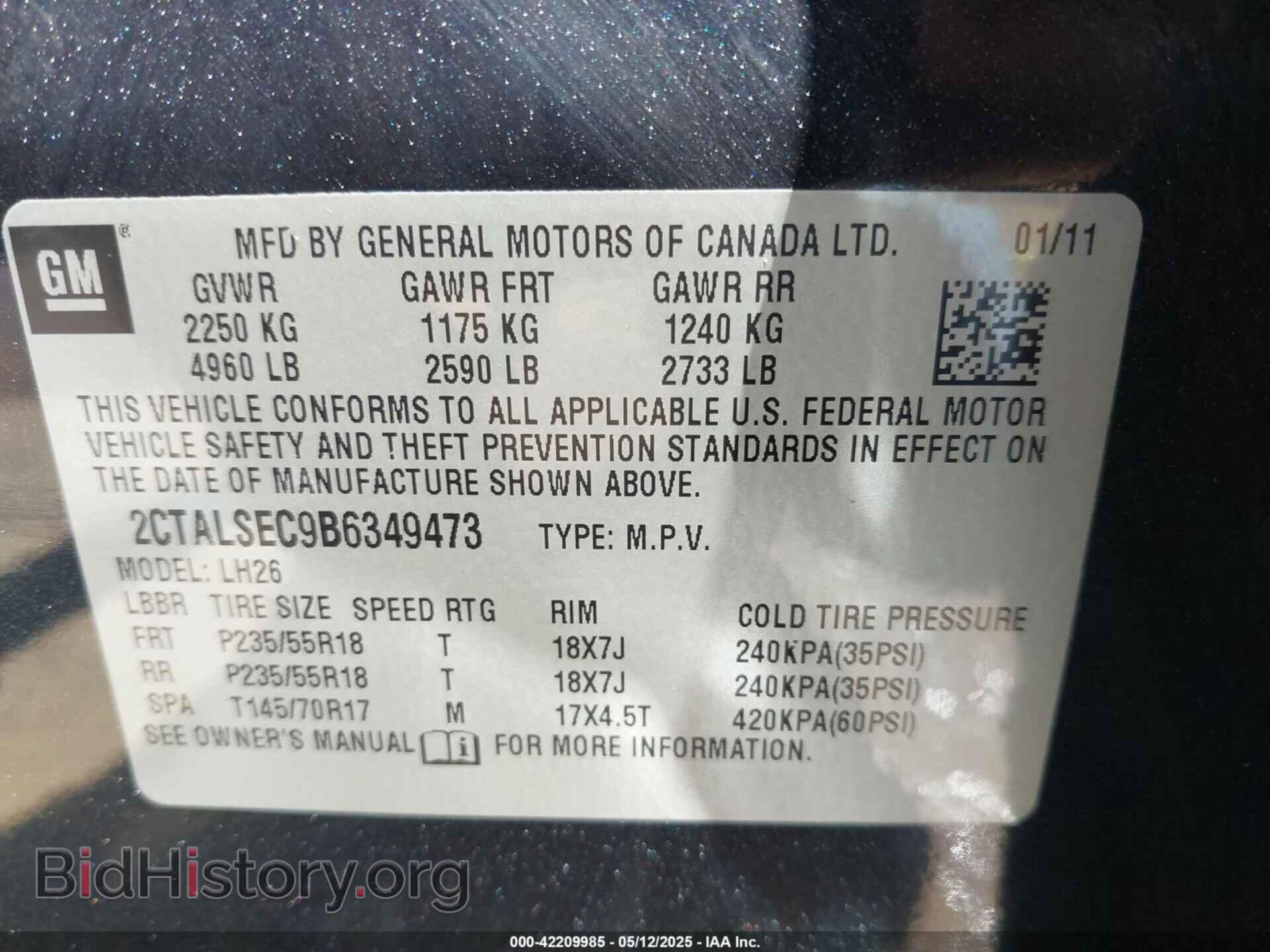 2011 GMC TERRAIN - VIN: 2CTALSEC9B6349473 - Photo 9