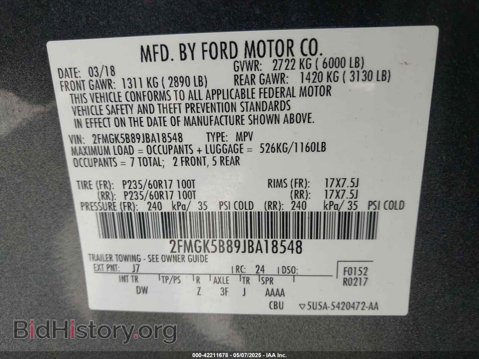 2018 FORD FLEX - VIN: 2FMGK5B89JBA18548 - Photo 9