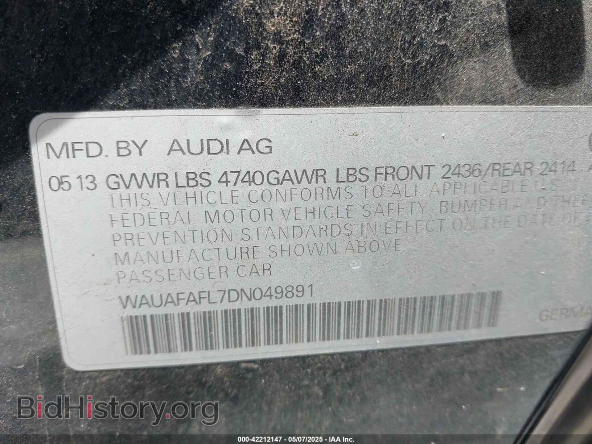 2013 AUDI A4 - VIN: WAUAFAFL7DN049891 - Фото 9