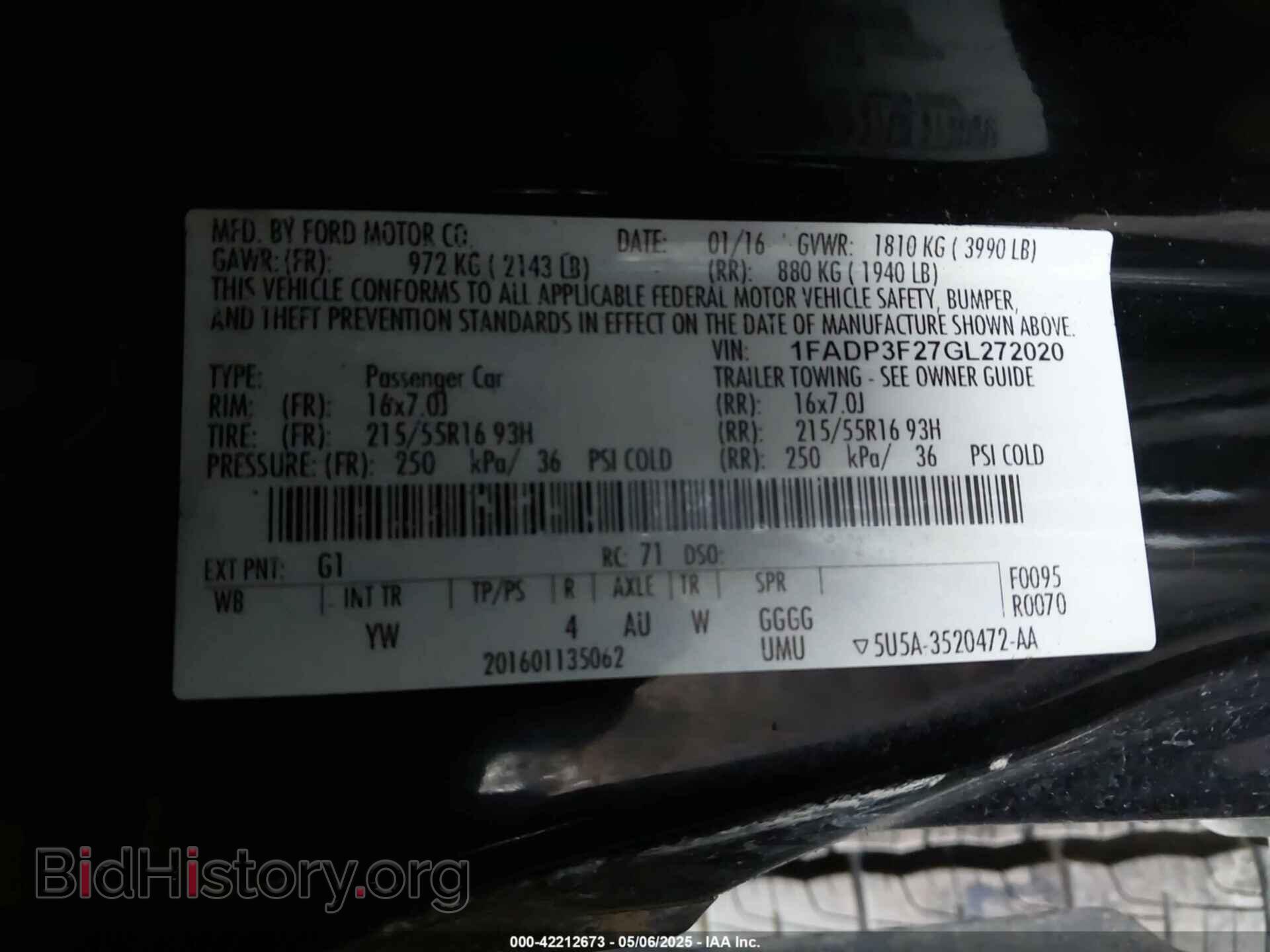 2016 FORD FOCUS - VIN: 1FADP3F27GL272020 - Фото 9