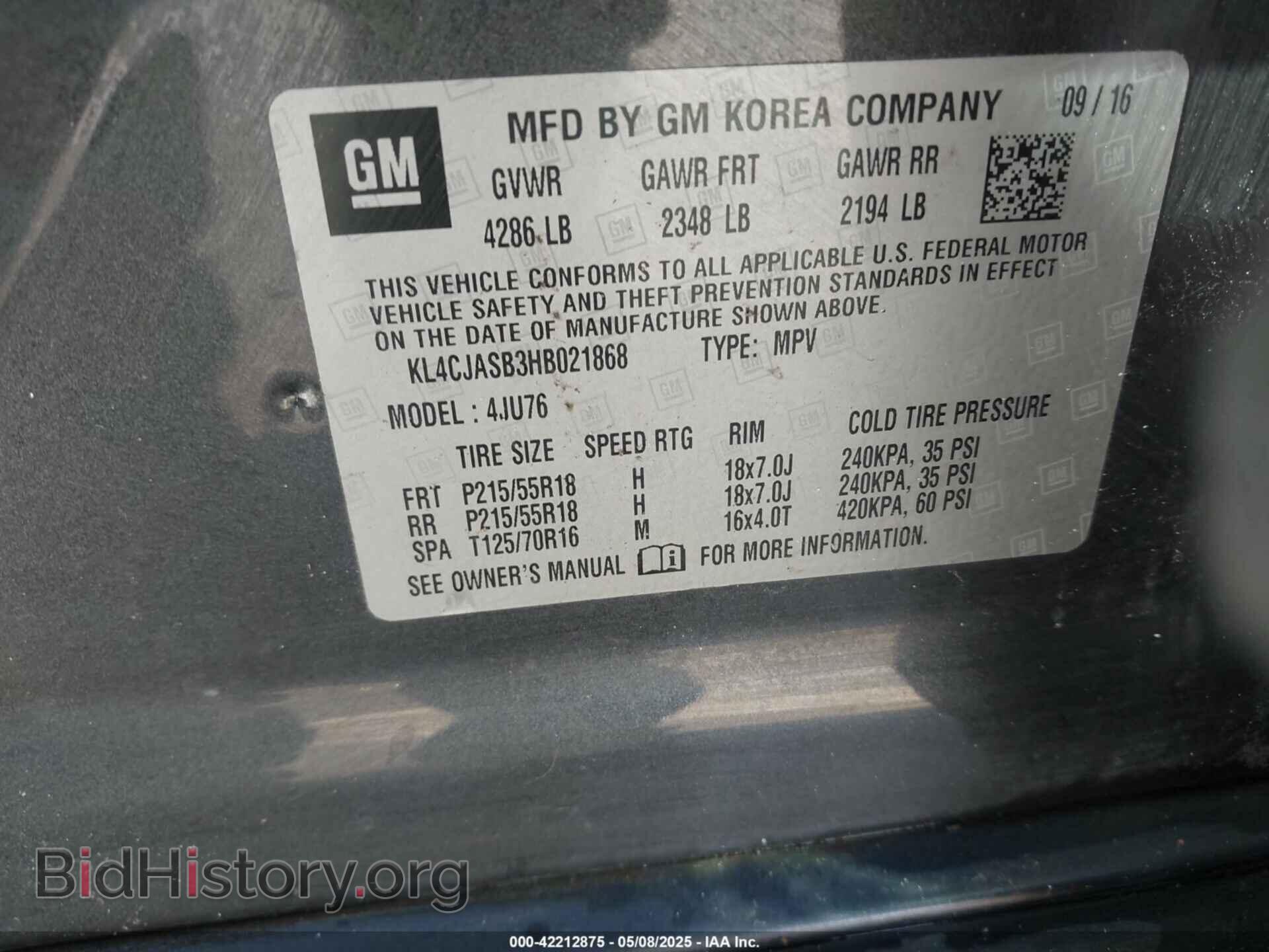 2017 BUICK ENCORE - VIN: KL4CJASB3HB021868 - Photo 9