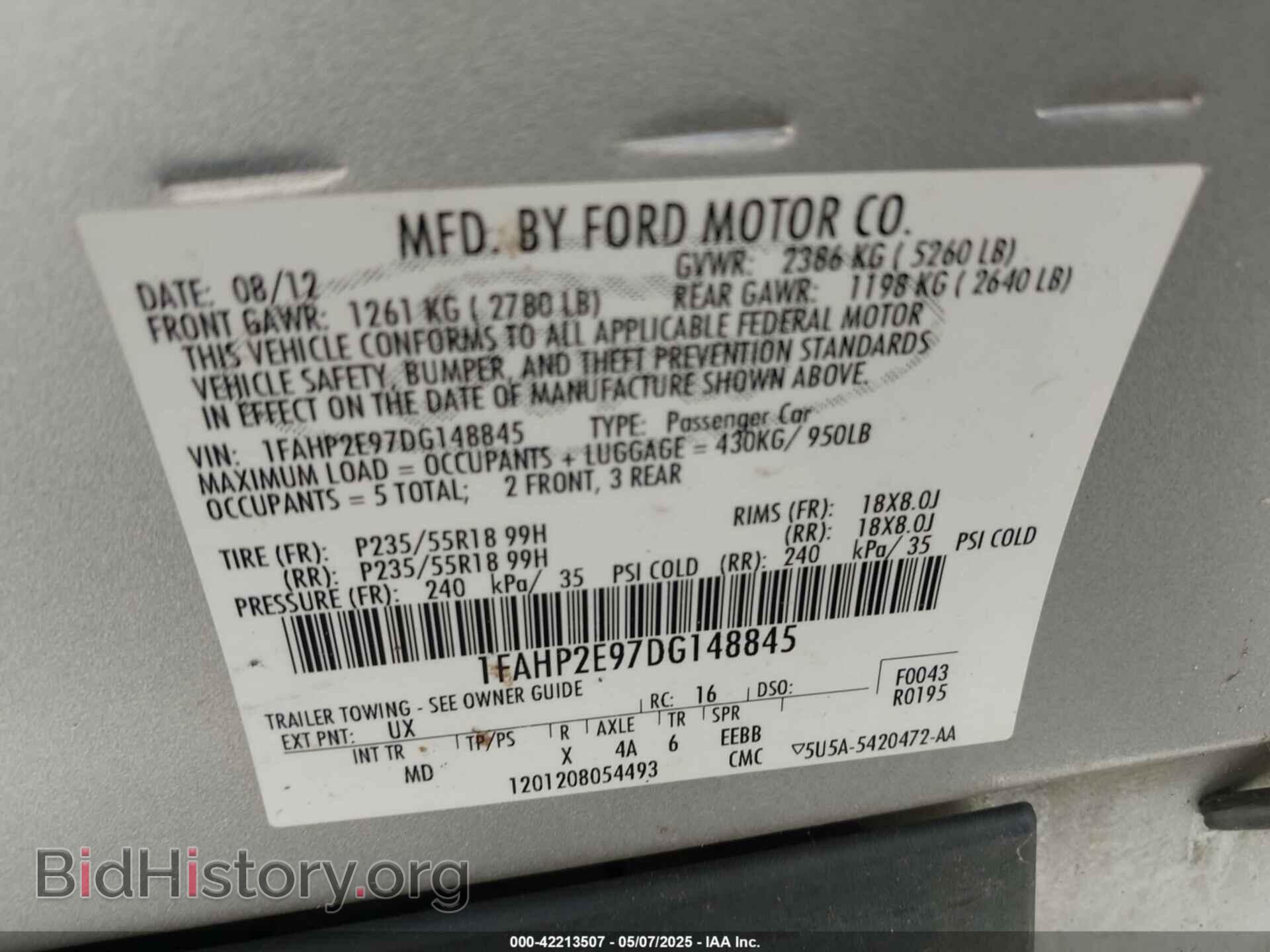 2013 FORD TAURUS - VIN: 1FAHP2E97DG148845 - Photo 9
