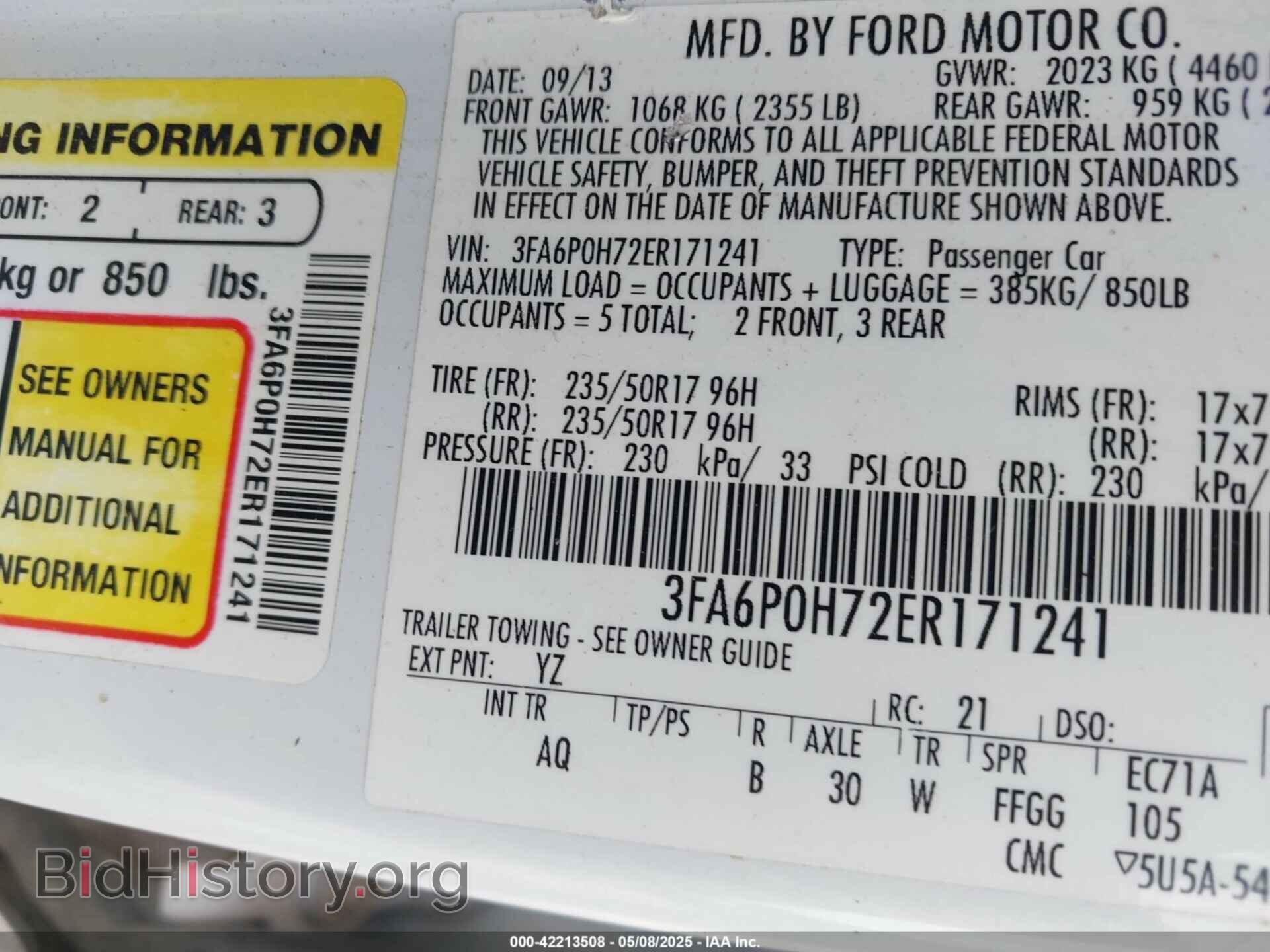 2014 FORD FUSION - VIN: 3FA6P0H72ER171241 - Фото 9