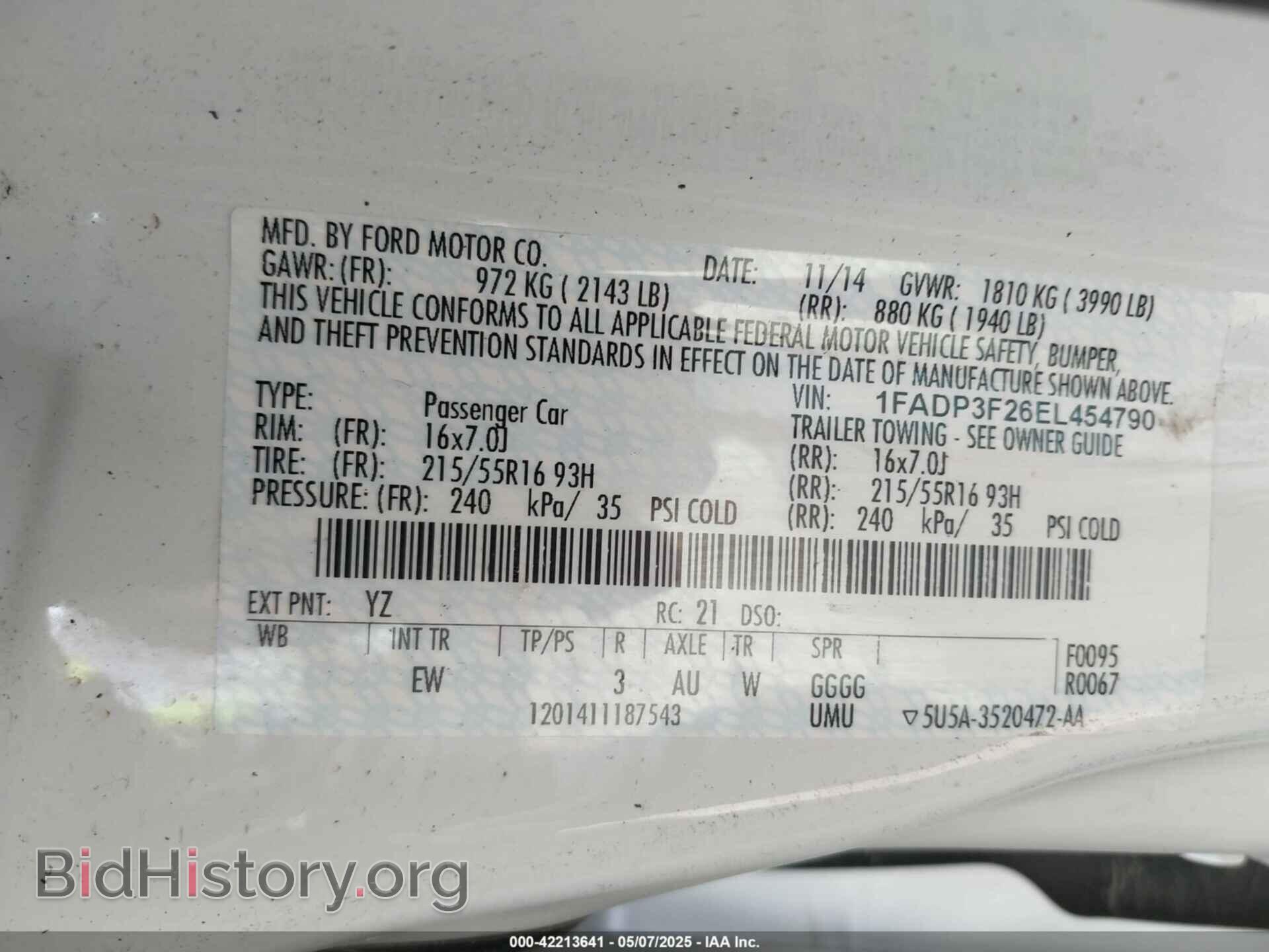 2014 FORD FOCUS - VIN: 1FADP3F26EL454790 - Фото 9