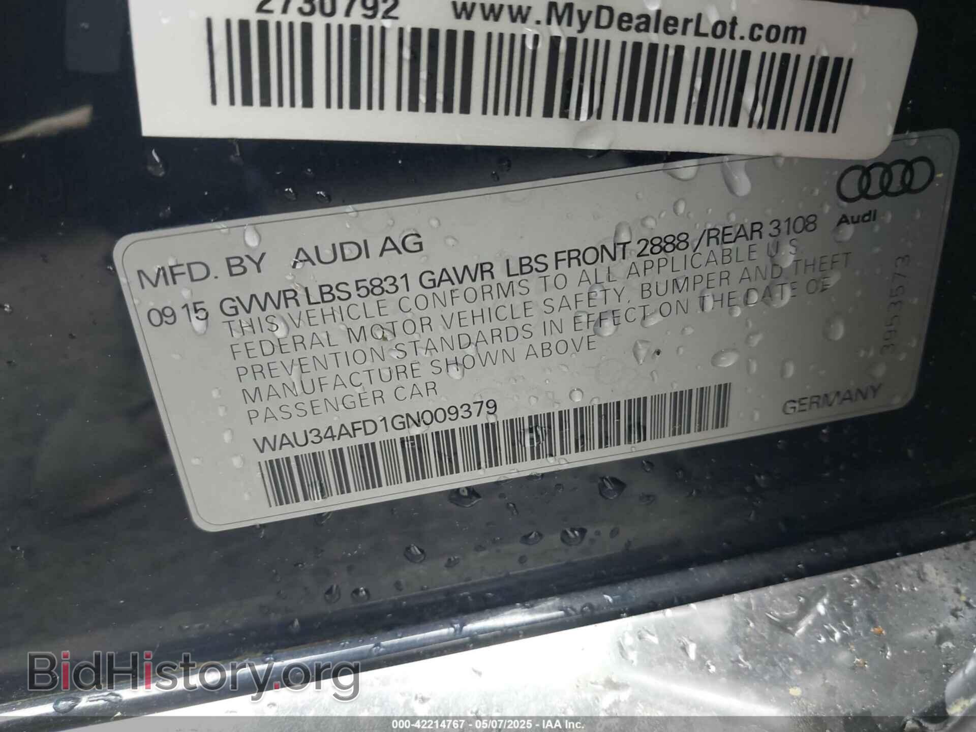 2016 AUDI A8 L - VIN: WAU34AFD1GN009379 - Фото 9