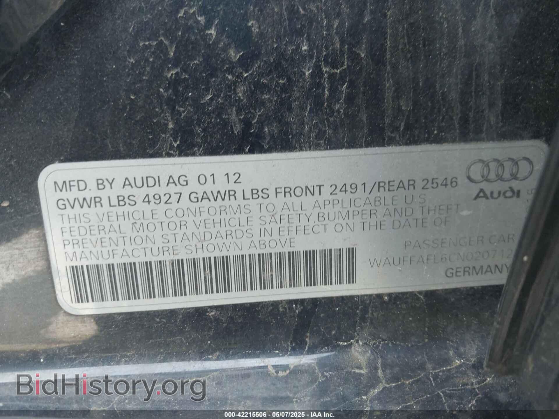 2012 AUDI A4 - VIN: WAUFFAFL6CN020712 - Фото 9