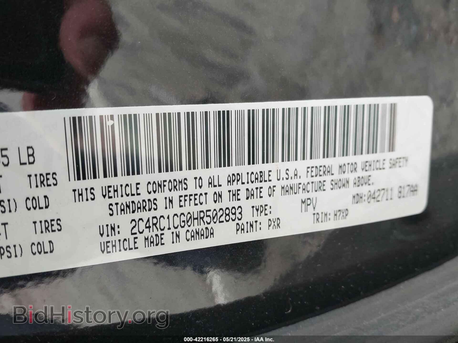 2017 CHRYSLER PACIFICA - VIN: 2C4RC1CG0HR502893 - Photo 9
