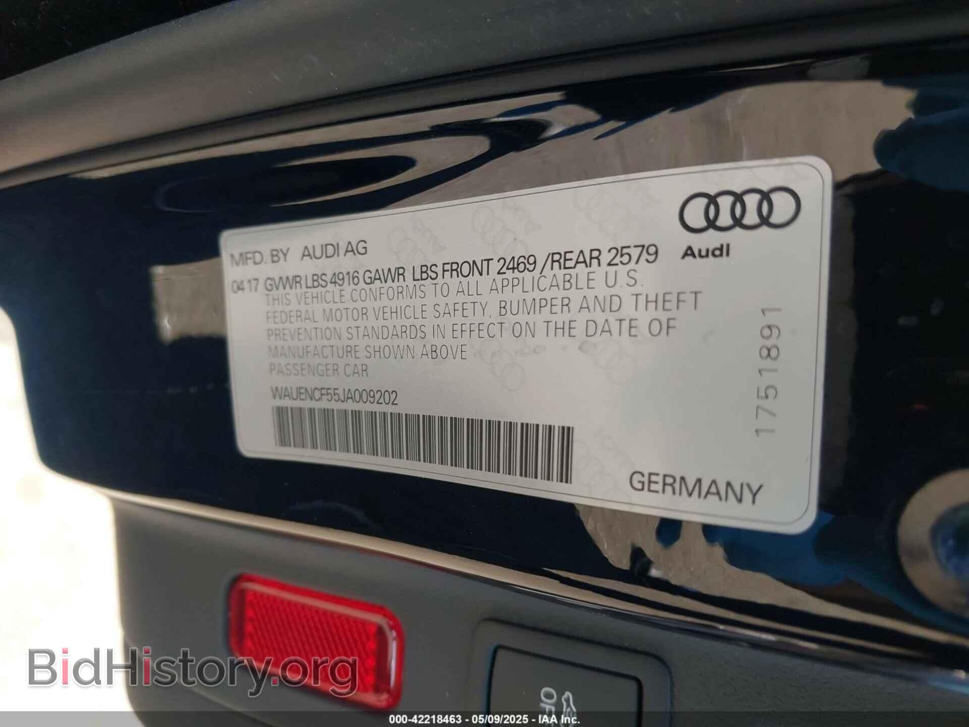 2018 AUDI A5 - VIN: WAUENCF55JA009202 - Фото 9